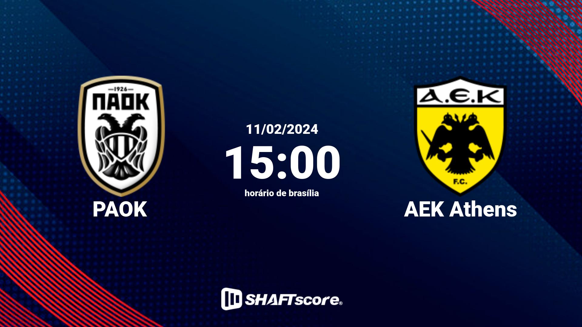 Estatísticas do jogo PAOK vs AEK Athens 11.02 15:00