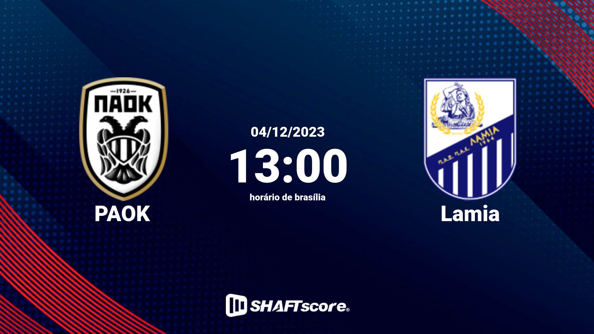 Estatísticas do jogo PAOK vs Lamia 04.12 13:00