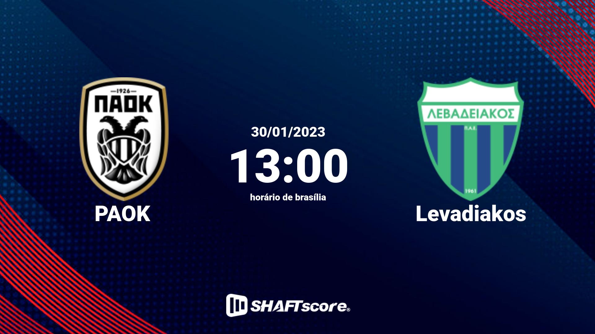 Estatísticas do jogo PAOK vs Levadiakos 30.01 13:00