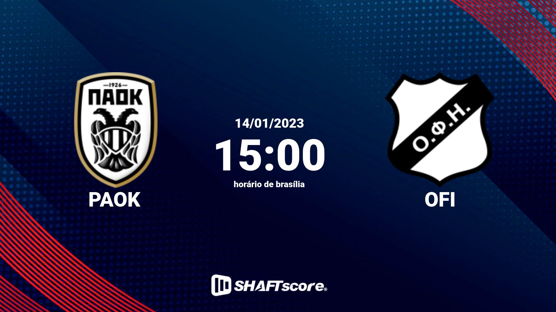 Estatísticas do jogo PAOK vs OFI 14.01 15:00