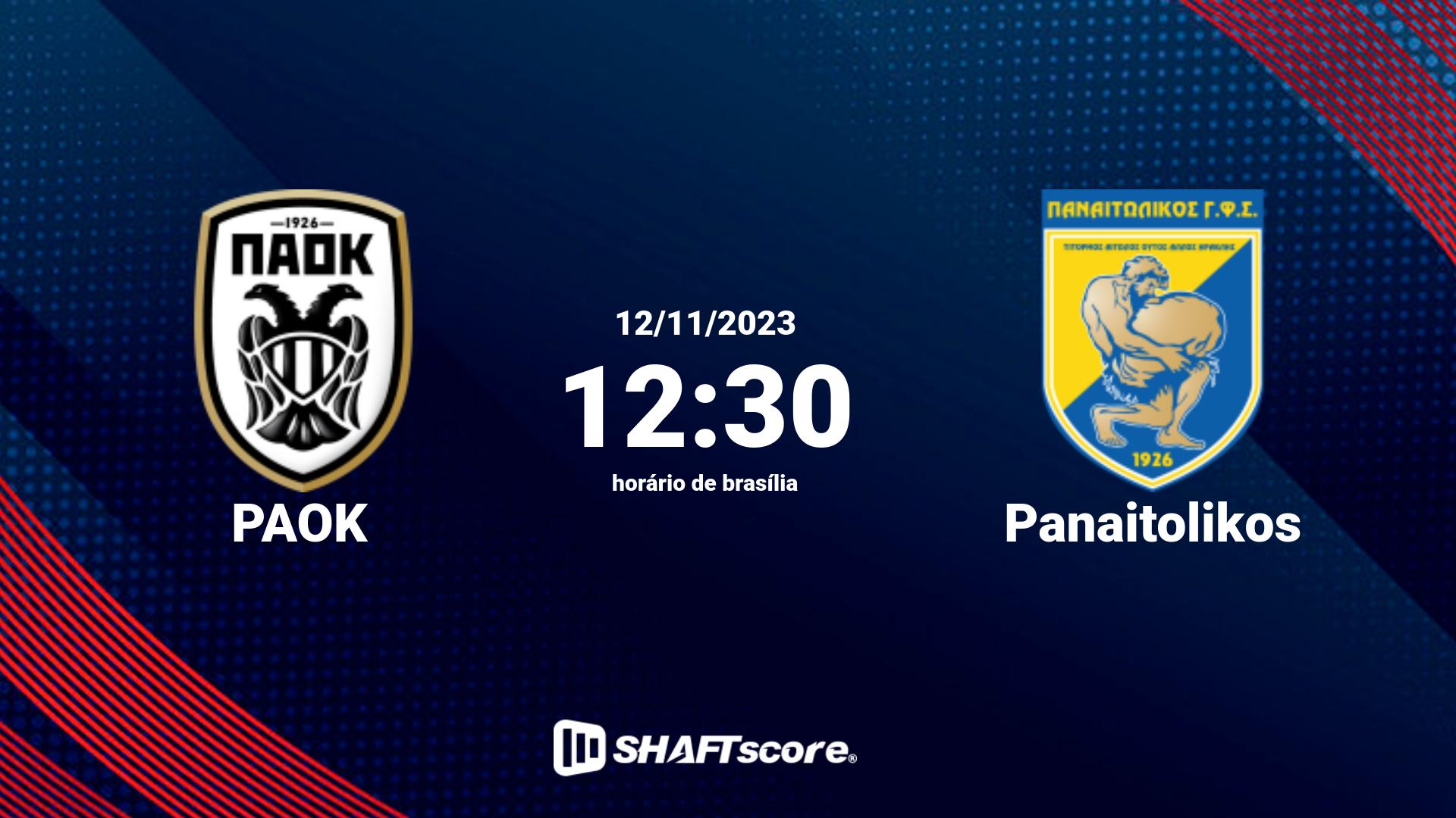 Estatísticas do jogo PAOK vs Panaitolikos 12.11 12:30