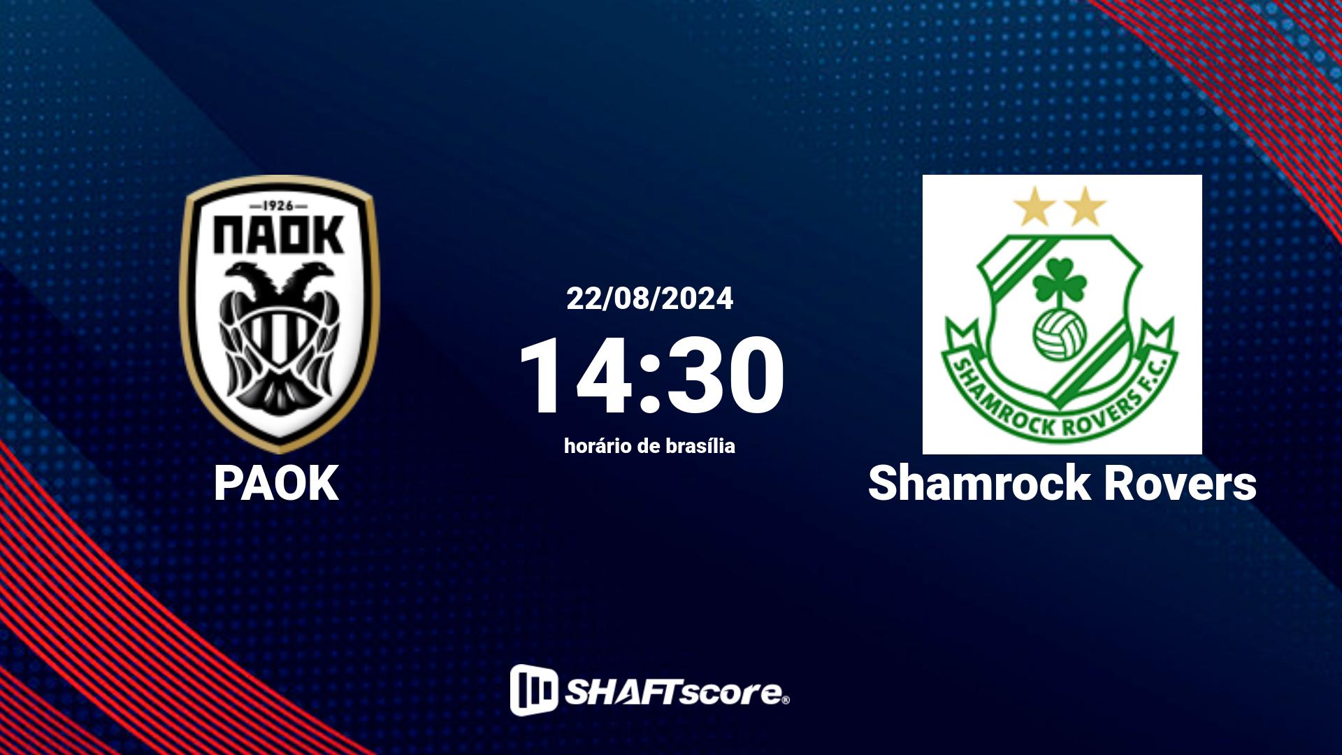 Estatísticas do jogo PAOK vs Shamrock Rovers 22.08 14:30