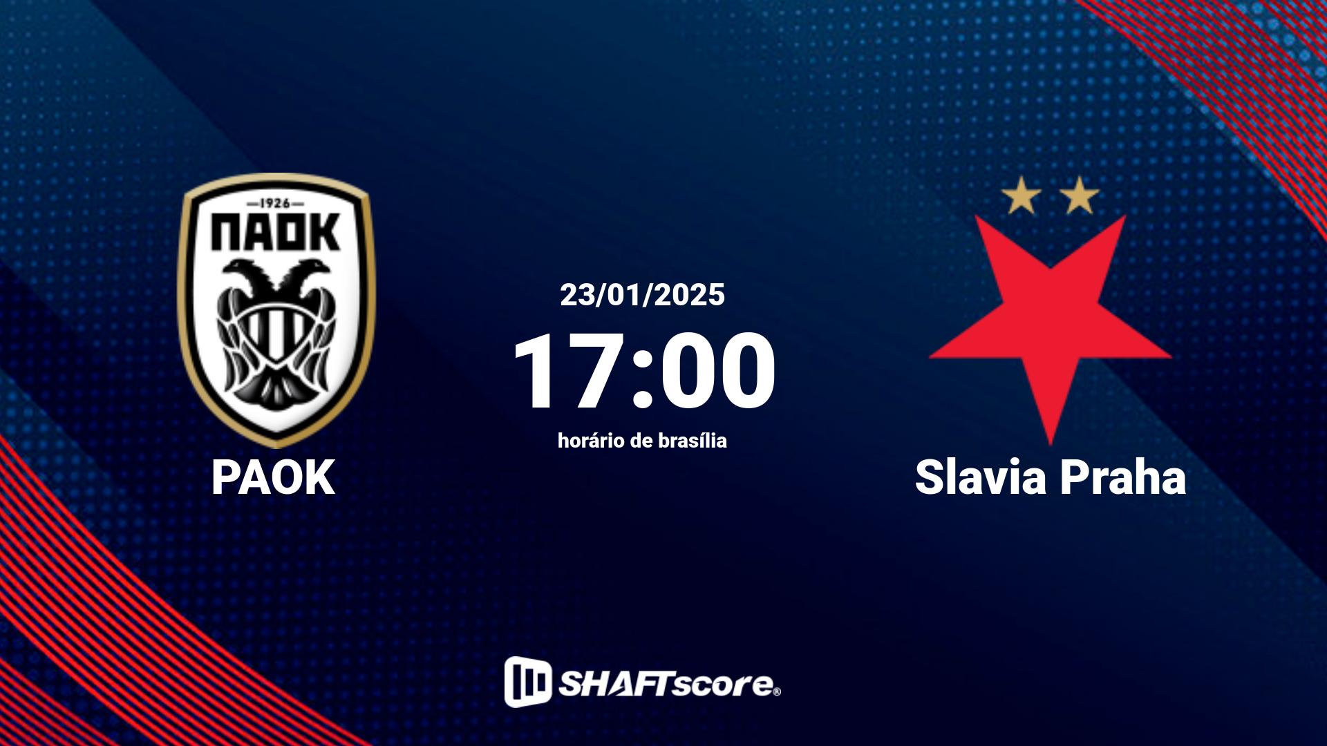 Estatísticas do jogo PAOK vs Slavia Praha 23.01 17:00