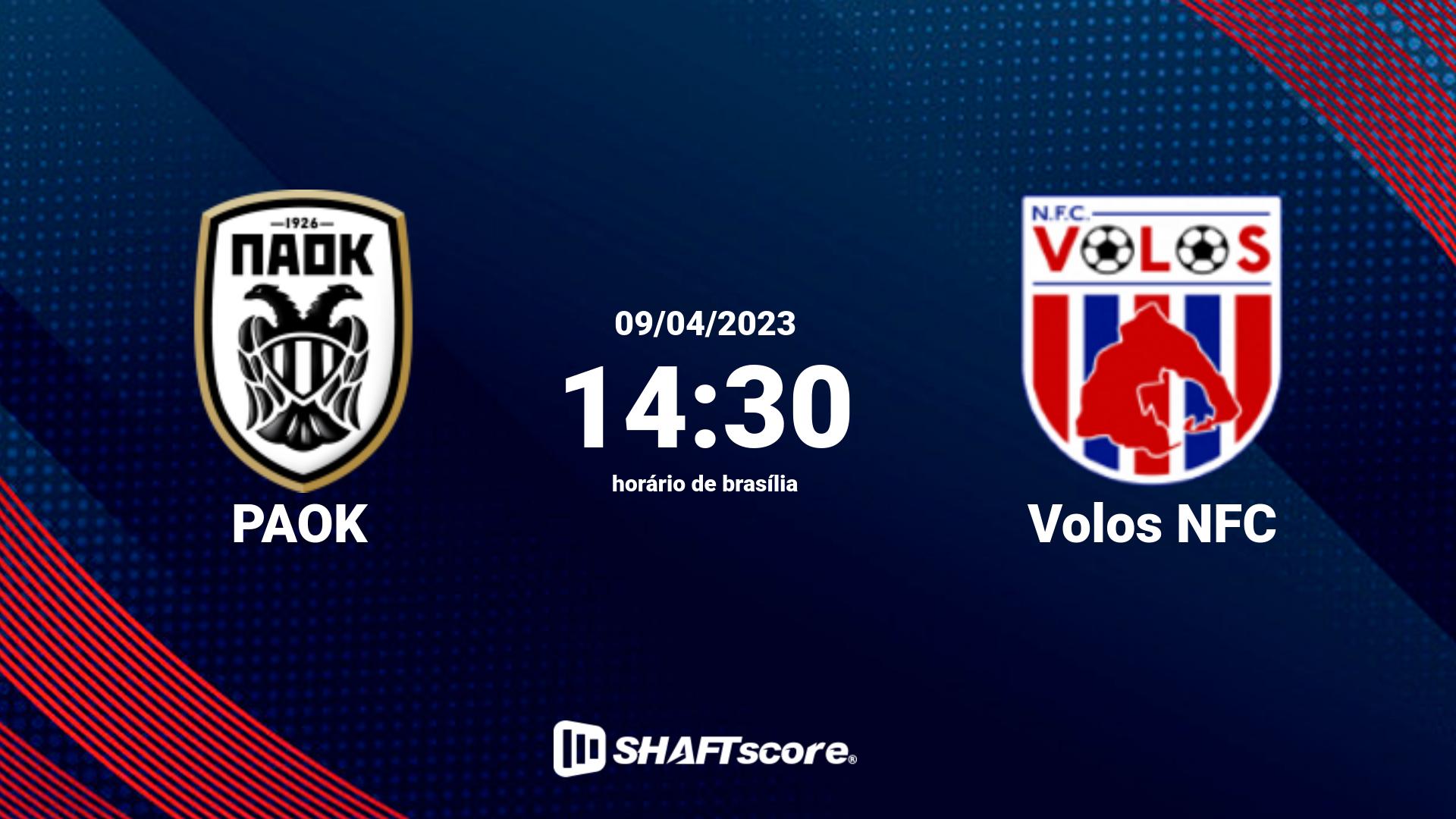 Estatísticas do jogo PAOK vs Volos NFC 09.04 14:30