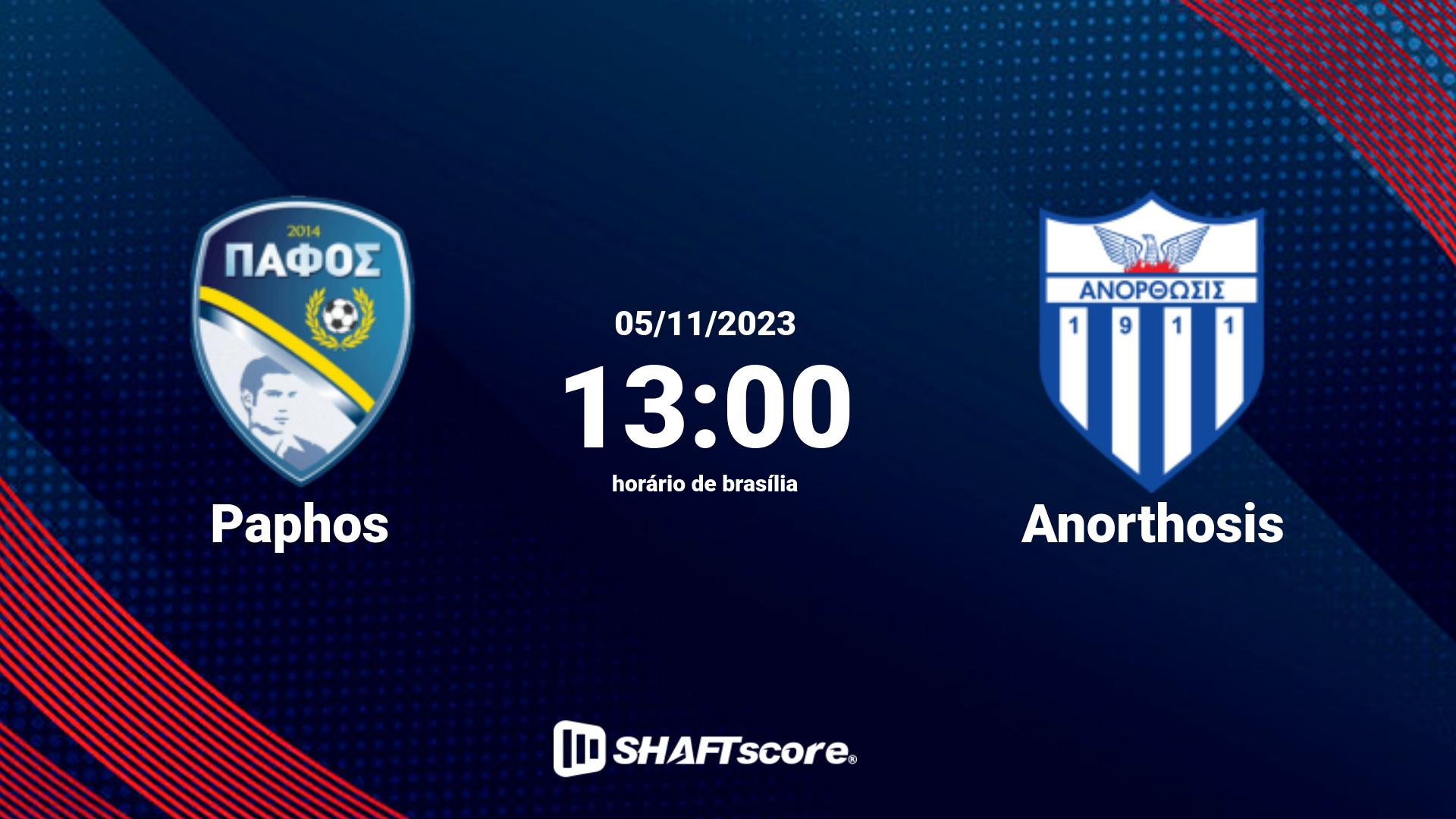 Estatísticas do jogo Paphos vs Anorthosis 05.11 13:00