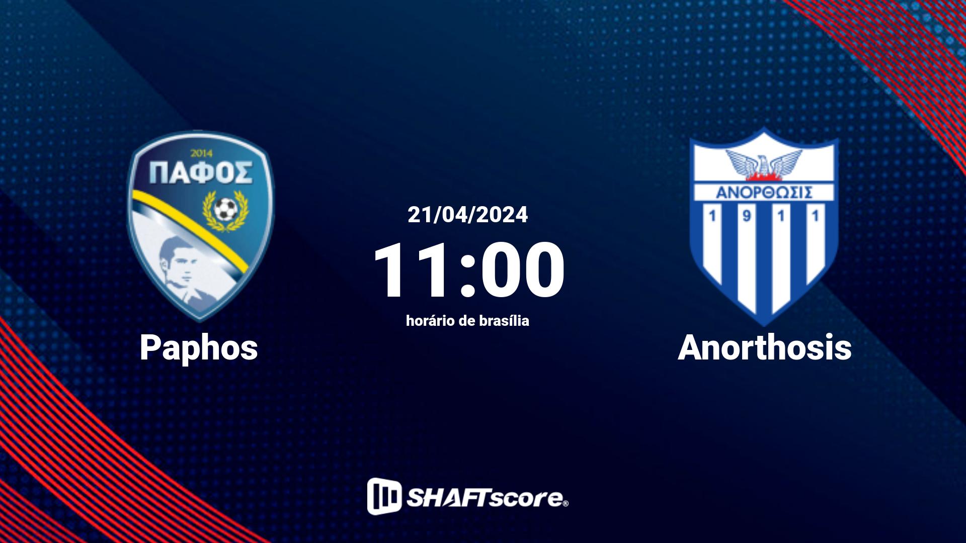 Estatísticas do jogo Paphos vs Anorthosis 21.04 11:00