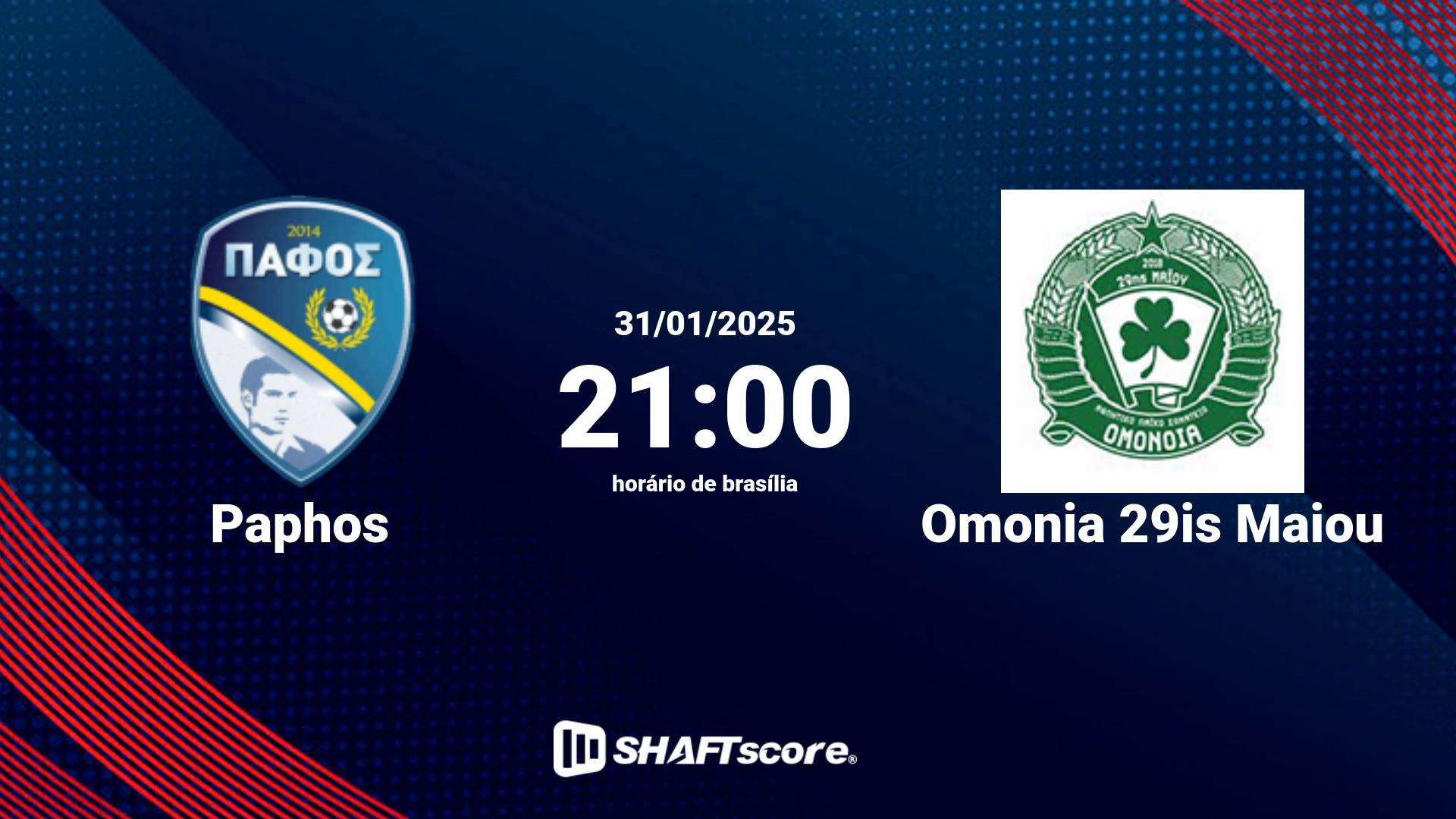 Estatísticas do jogo Paphos vs Omonia 29is Maiou 31.01 21:00