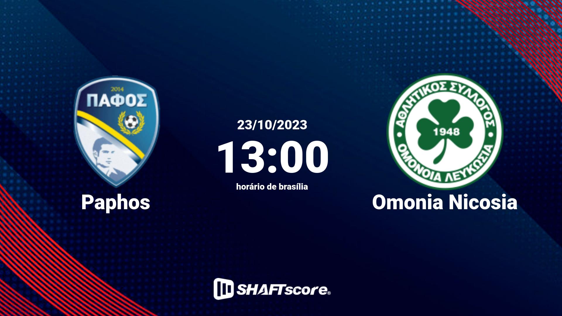 Estatísticas do jogo Paphos vs Omonia Nicosia 23.10 13:00