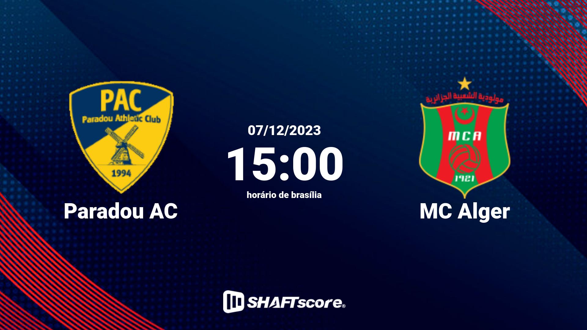 Estatísticas do jogo Paradou AC vs MC Alger 07.12 15:00