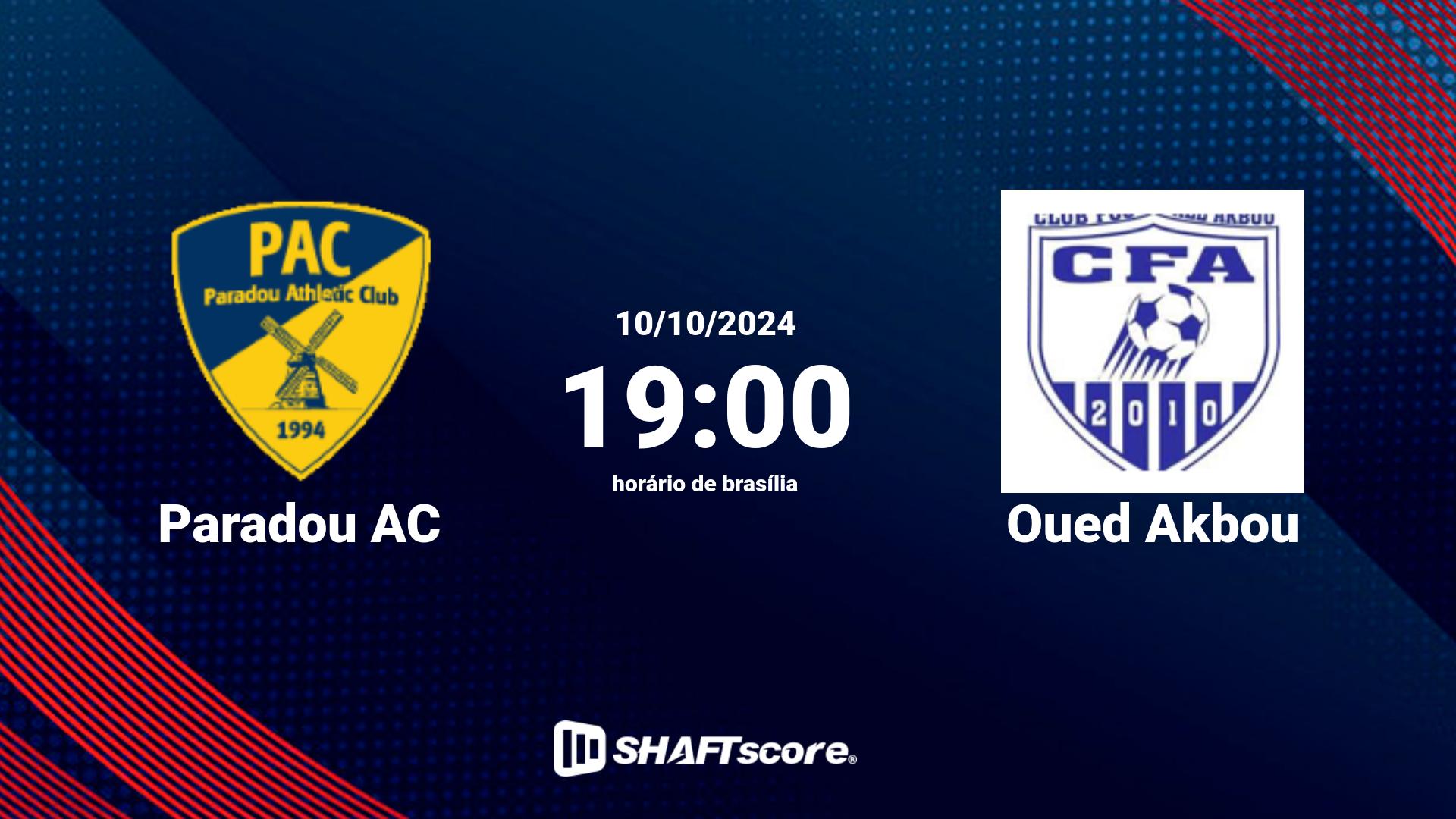 Estatísticas do jogo Paradou AC vs Oued Akbou 11.10 12:00