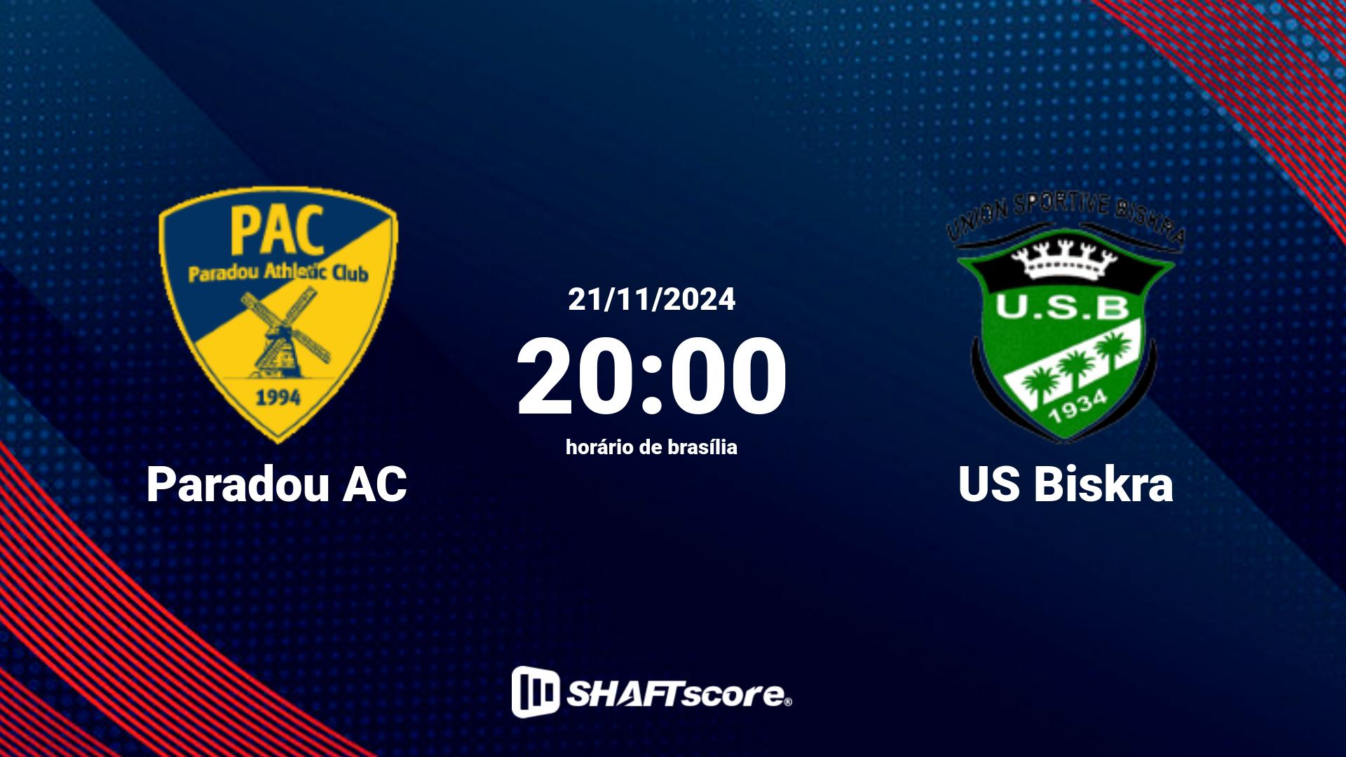 Estatísticas do jogo Paradou AC vs US Biskra 21.11 20:00