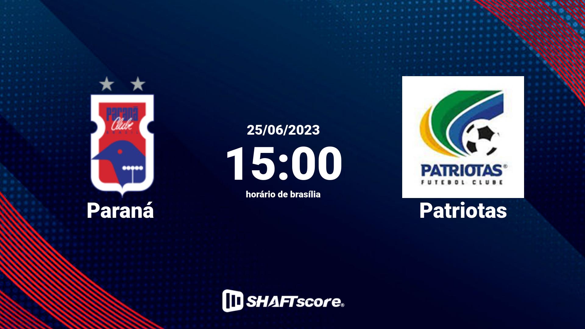 Estatísticas do jogo Paraná vs Patriotas 25.06 15:00