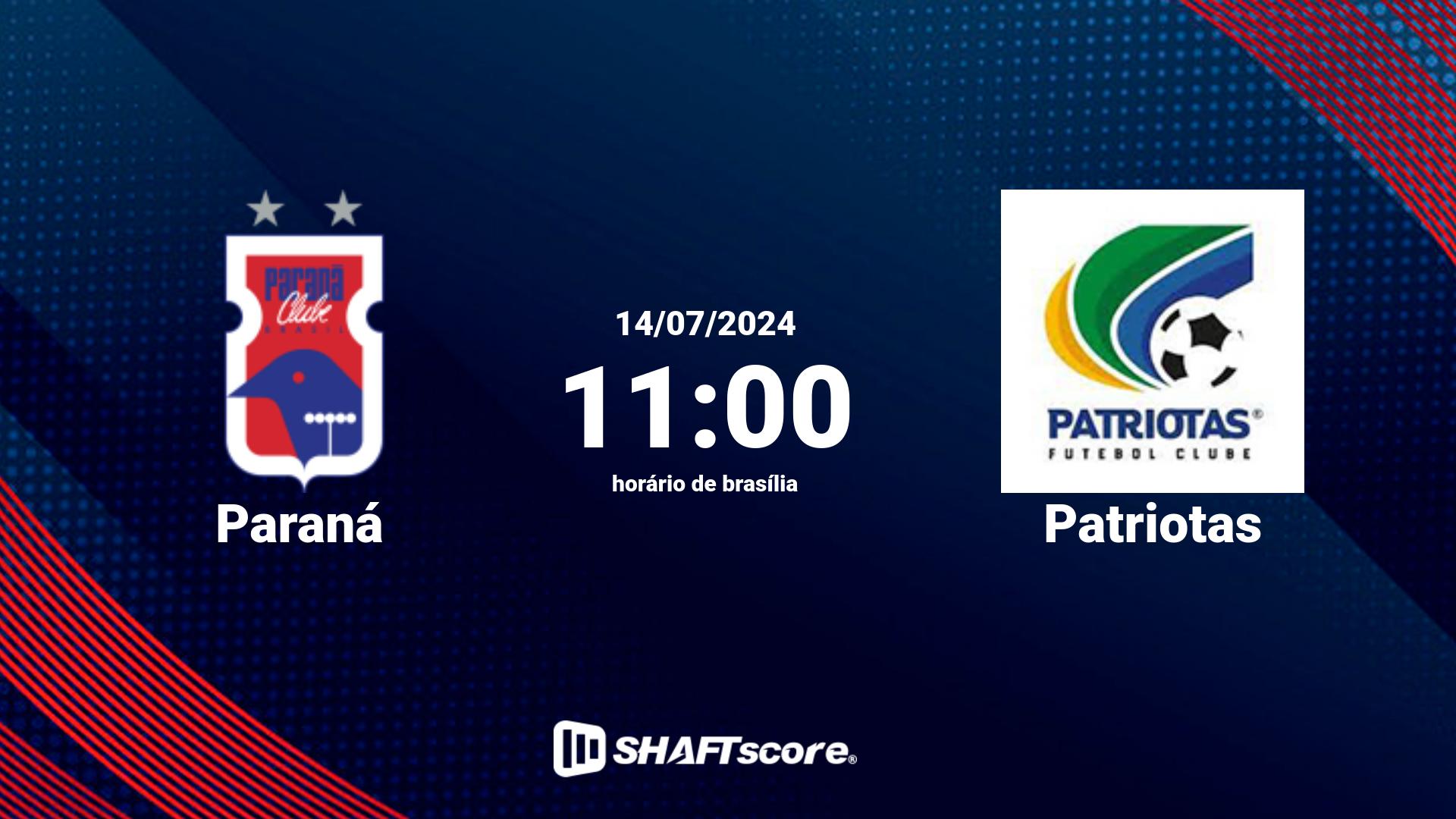 Estatísticas do jogo Paraná vs Patriotas 14.07 11:00