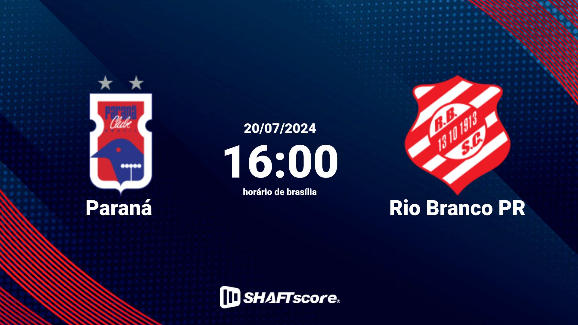 Estatísticas do jogo Paraná vs Rio Branco PR 20.07 16:00