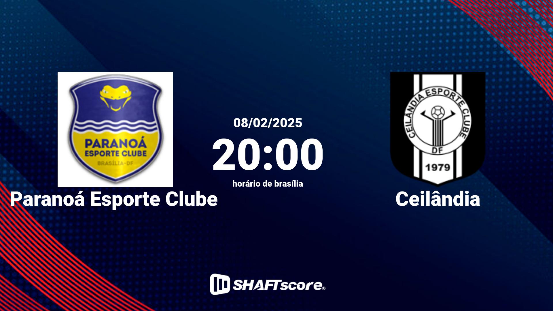 Estatísticas do jogo Paranoá Esporte Clube vs Ceilândia 08.02 20:00