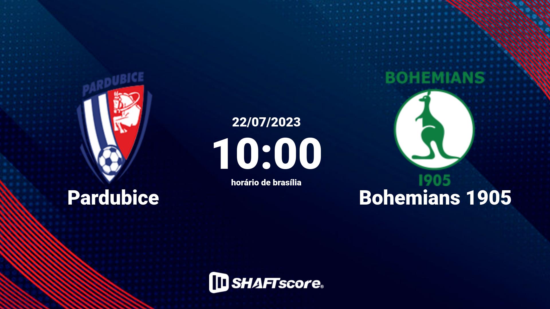 Estatísticas do jogo Pardubice vs Bohemians 1905 22.07 10:00