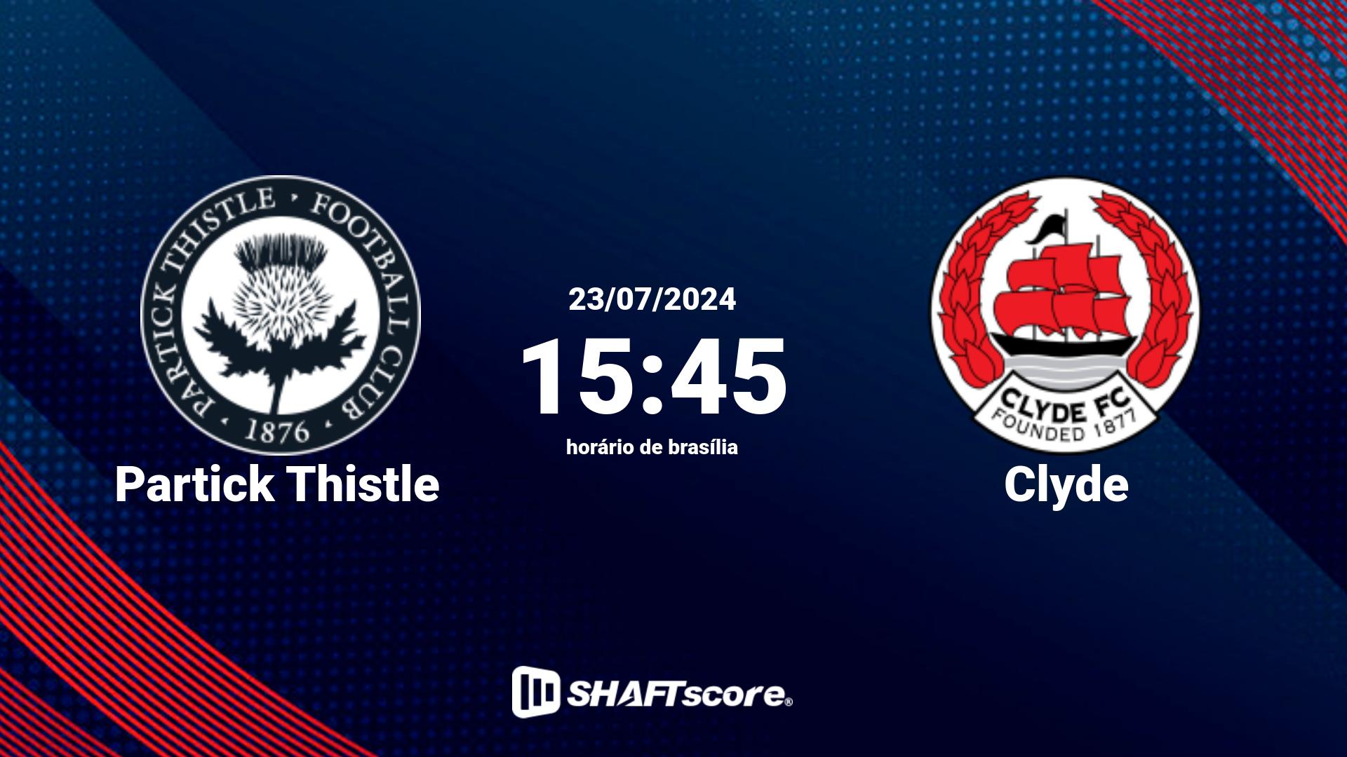 Estatísticas do jogo Partick Thistle vs Clyde 23.07 15:45