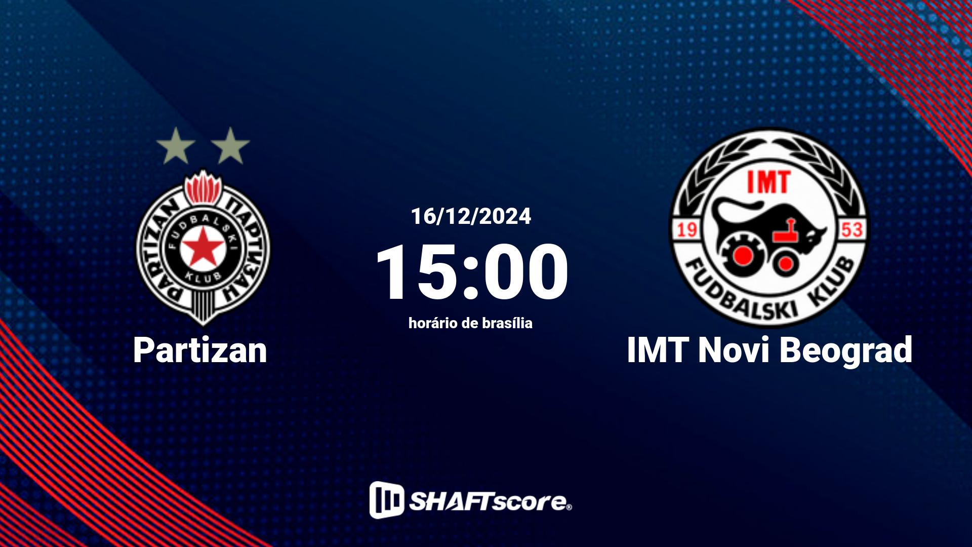 Estatísticas do jogo Partizan vs IMT Novi Beograd 16.12 15:00