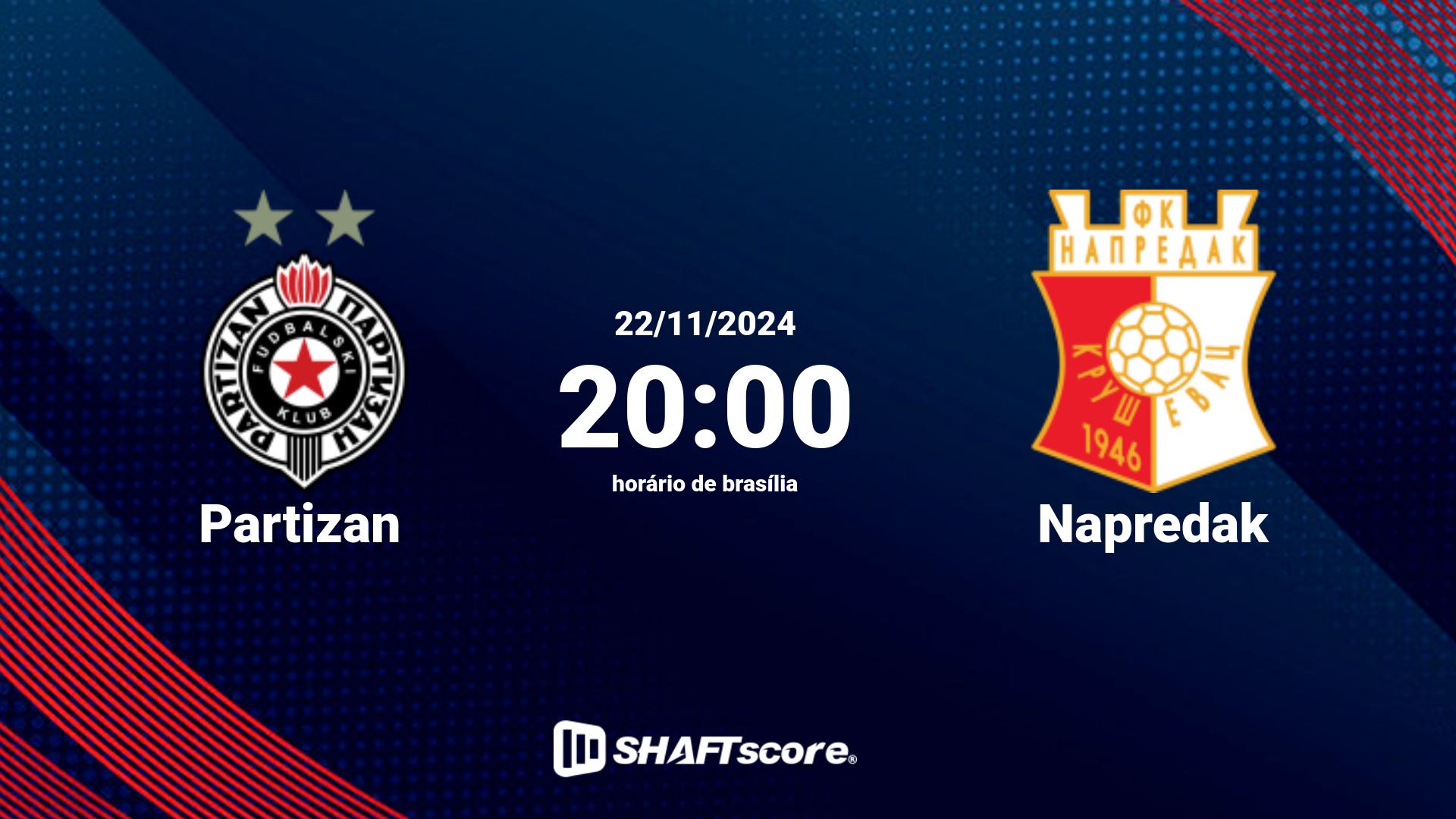 Estatísticas do jogo Partizan vs Napredak 22.11 20:00