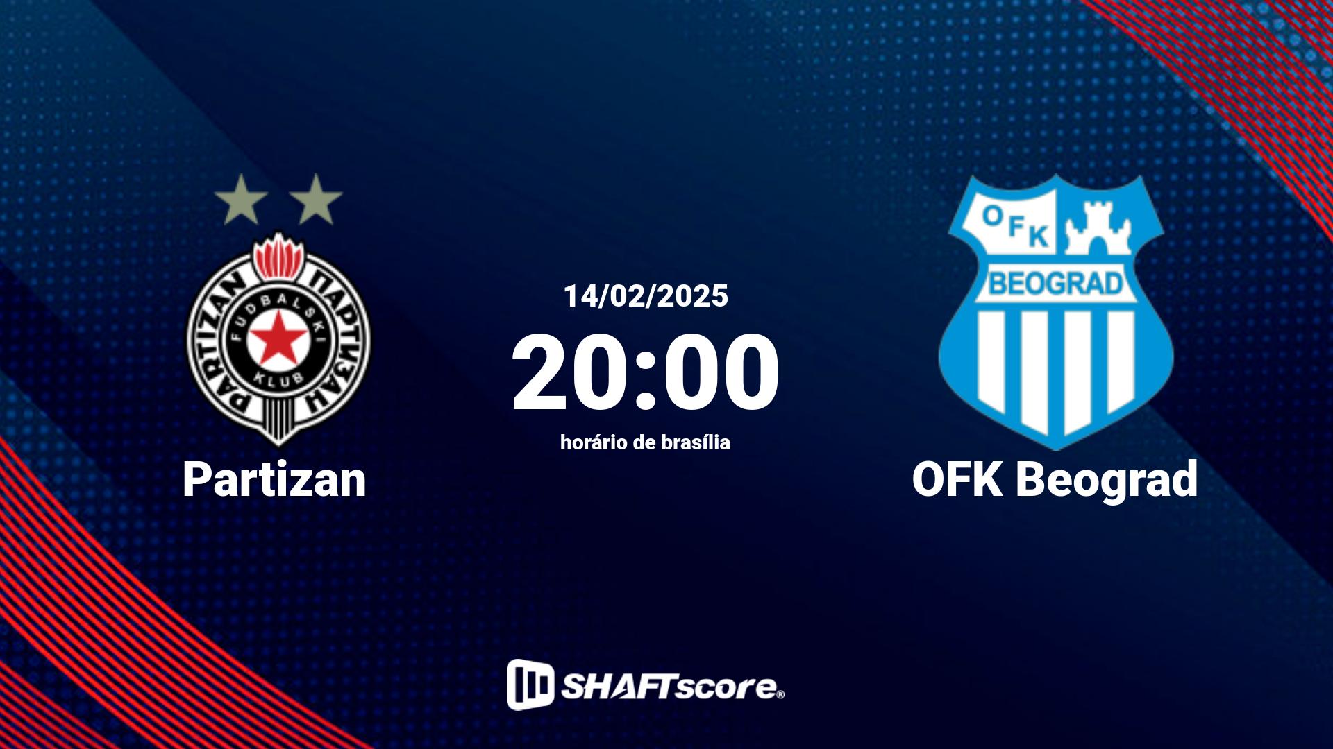 Estatísticas do jogo Partizan vs OFK Beograd 14.02 20:00