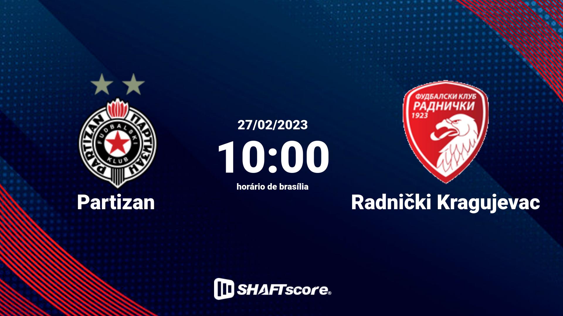 Estatísticas do jogo Partizan vs Radnički Kragujevac 27.02 10:00