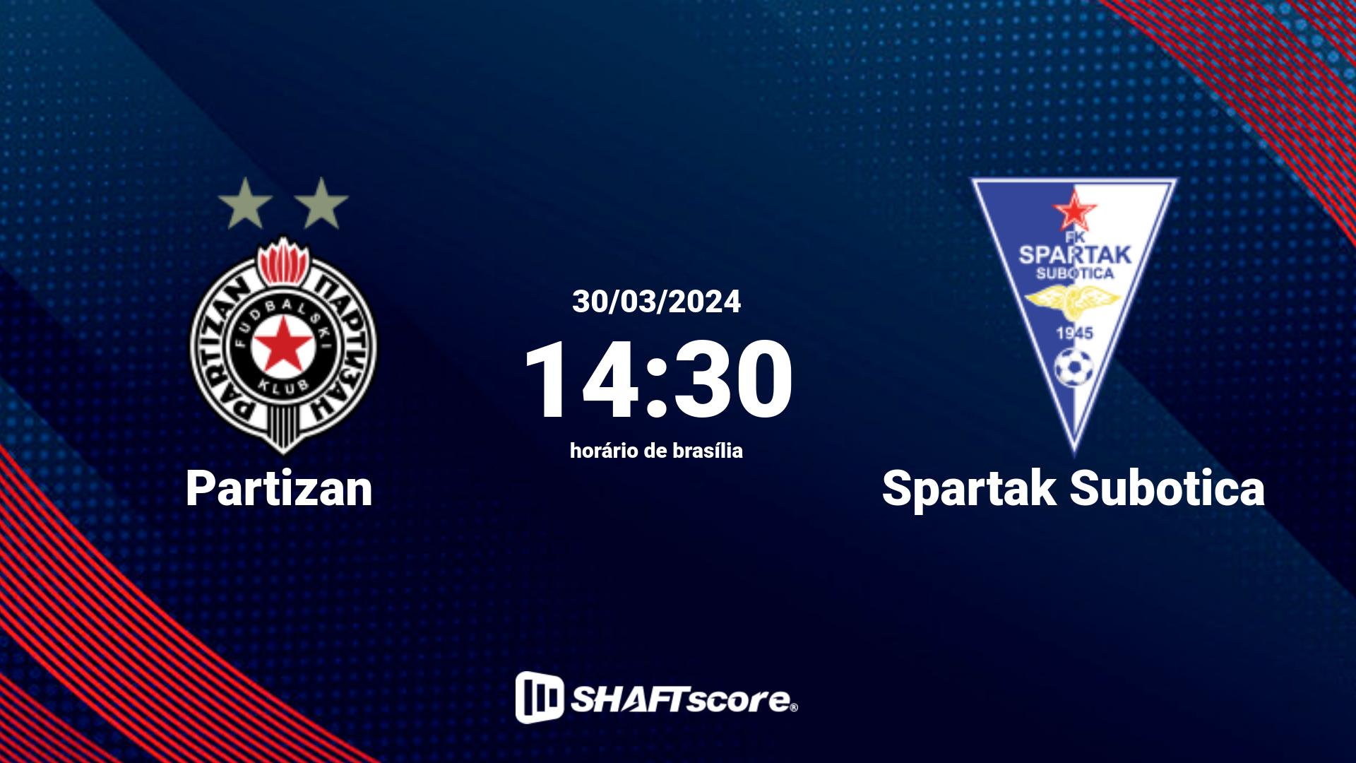 Estatísticas do jogo Partizan vs Spartak Subotica 30.03 14:30