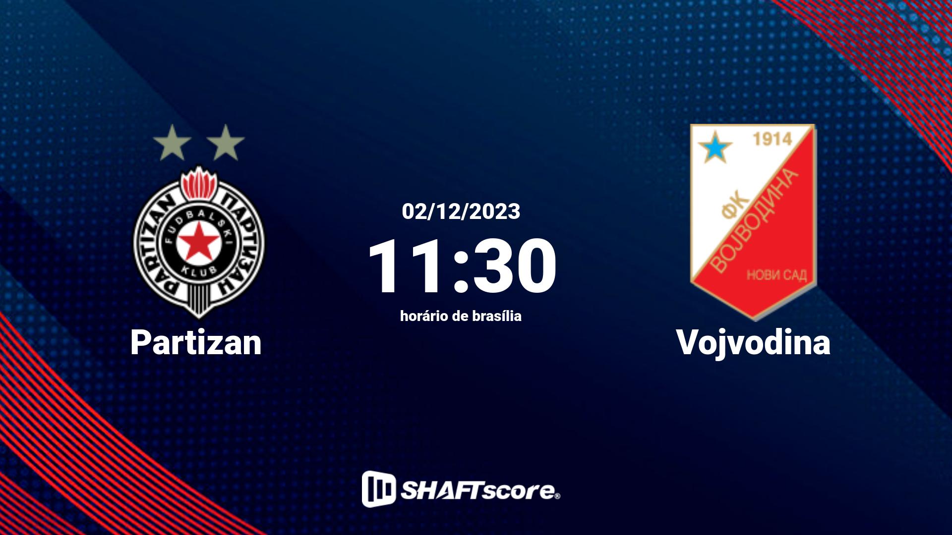 Estatísticas do jogo Partizan vs Vojvodina 02.12 11:30