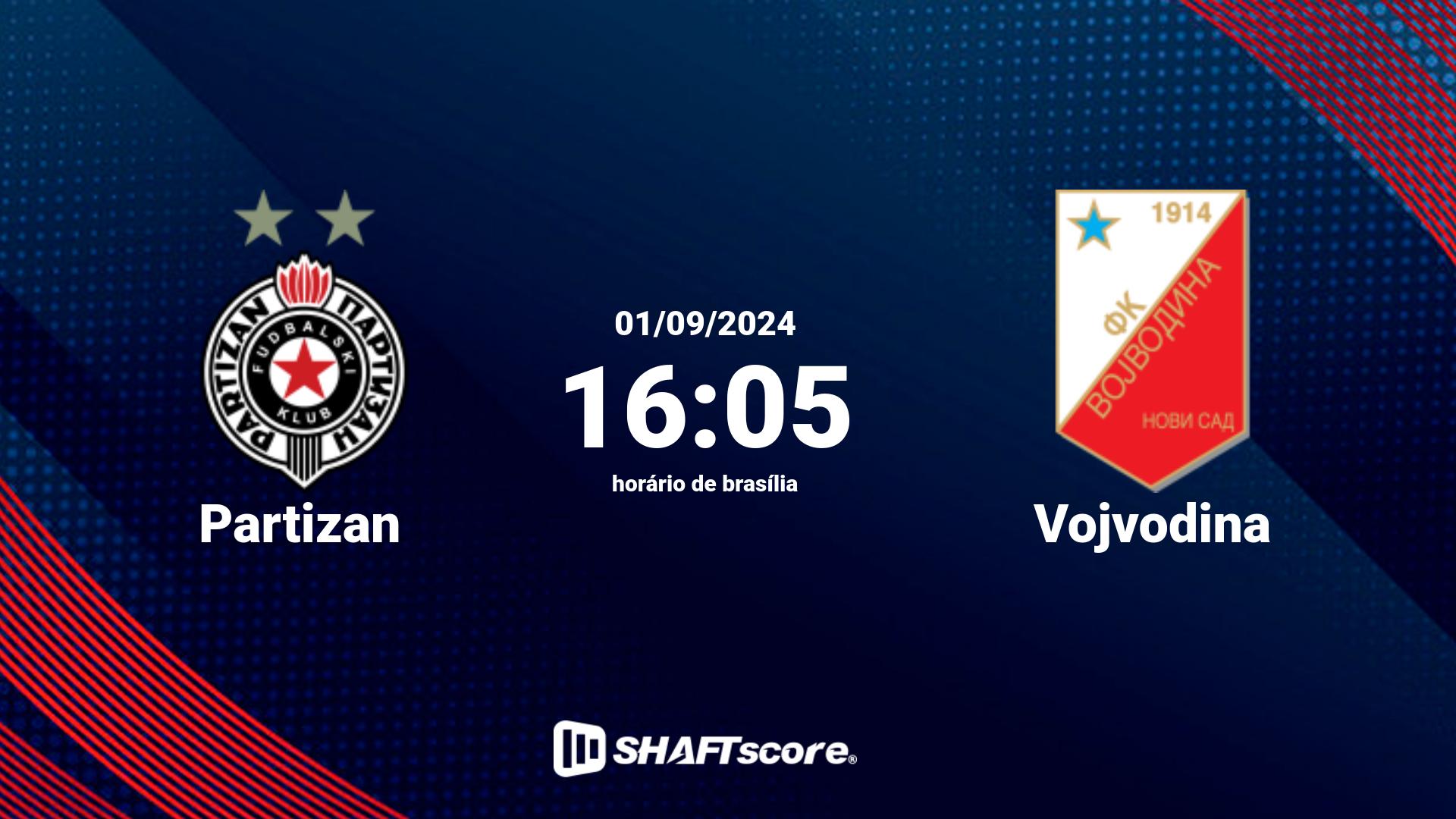 Estatísticas do jogo Partizan vs Vojvodina 01.09 16:05