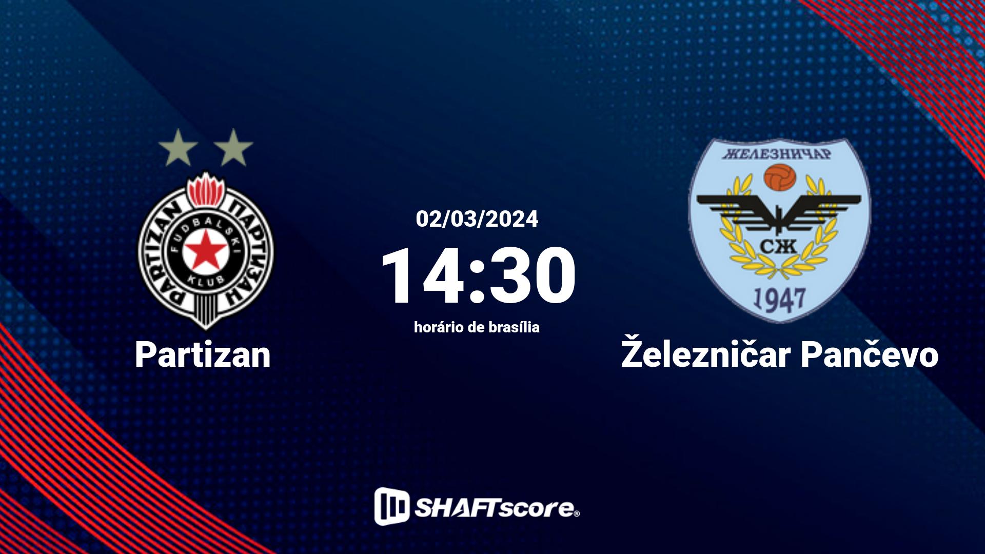 Estatísticas do jogo Partizan vs Železničar Pančevo 02.03 14:30