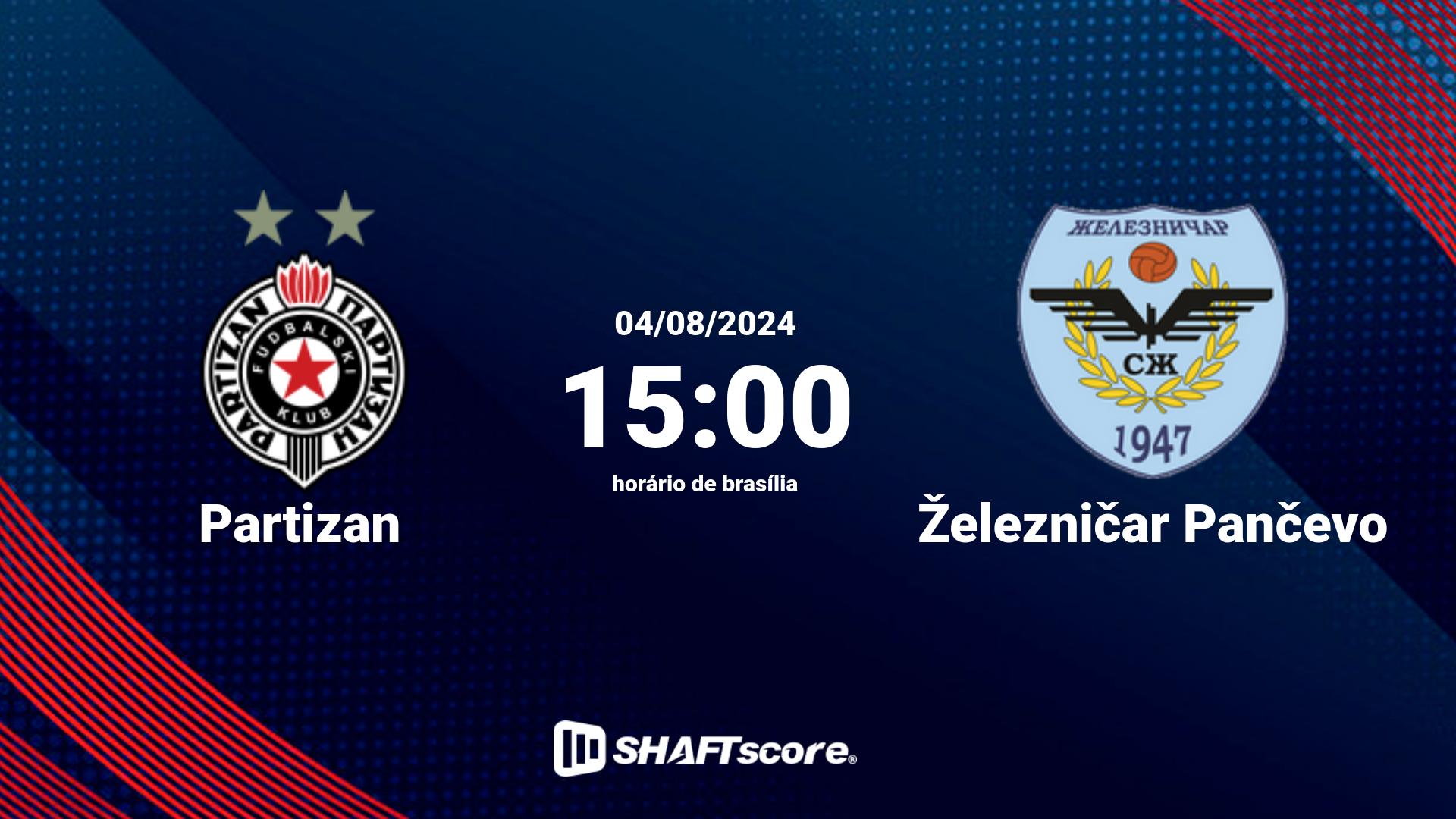 Estatísticas do jogo Partizan vs Železničar Pančevo 04.08 15:00