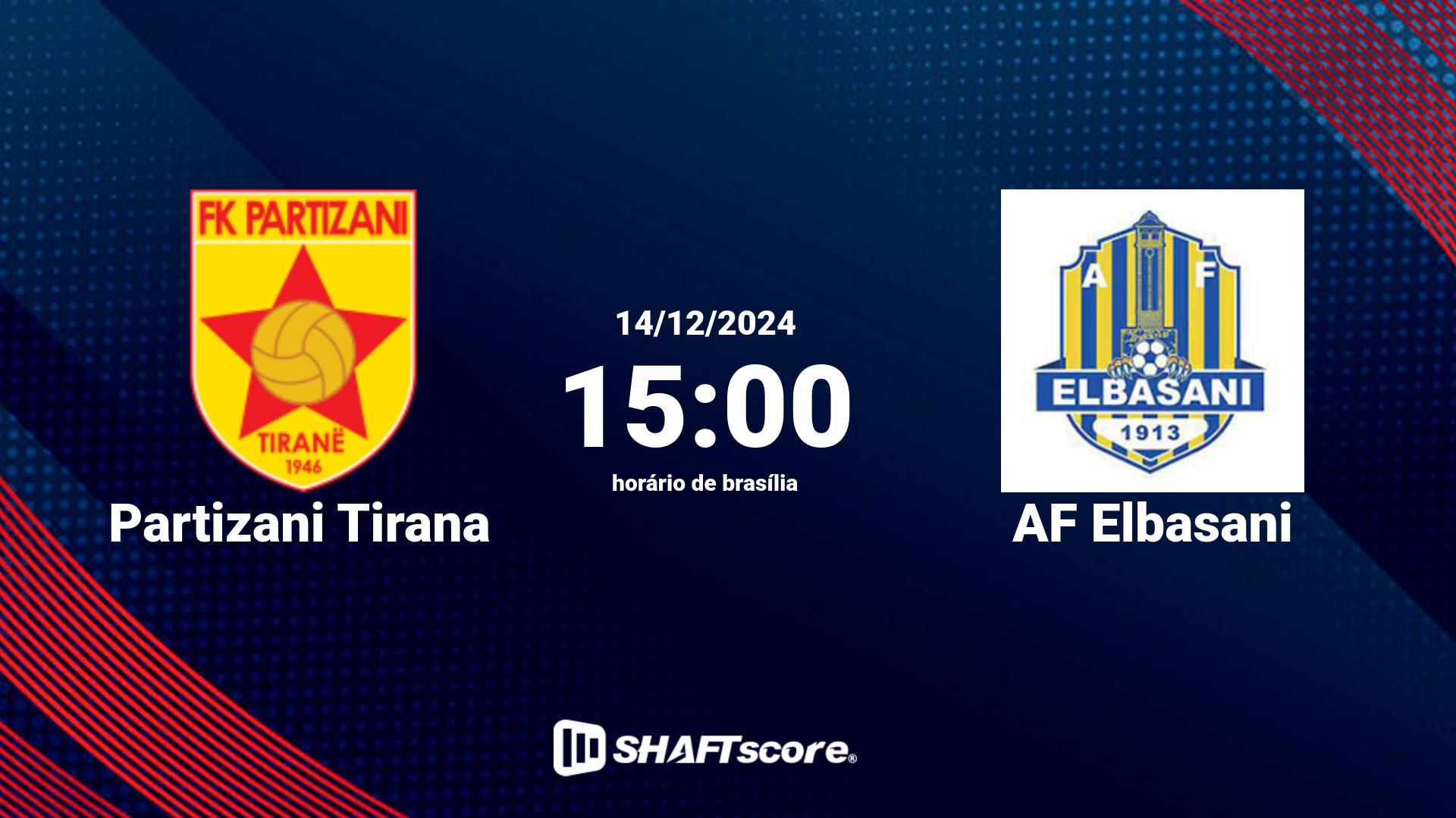 Estatísticas do jogo Partizani Tirana vs AF Elbasani 14.12 15:00