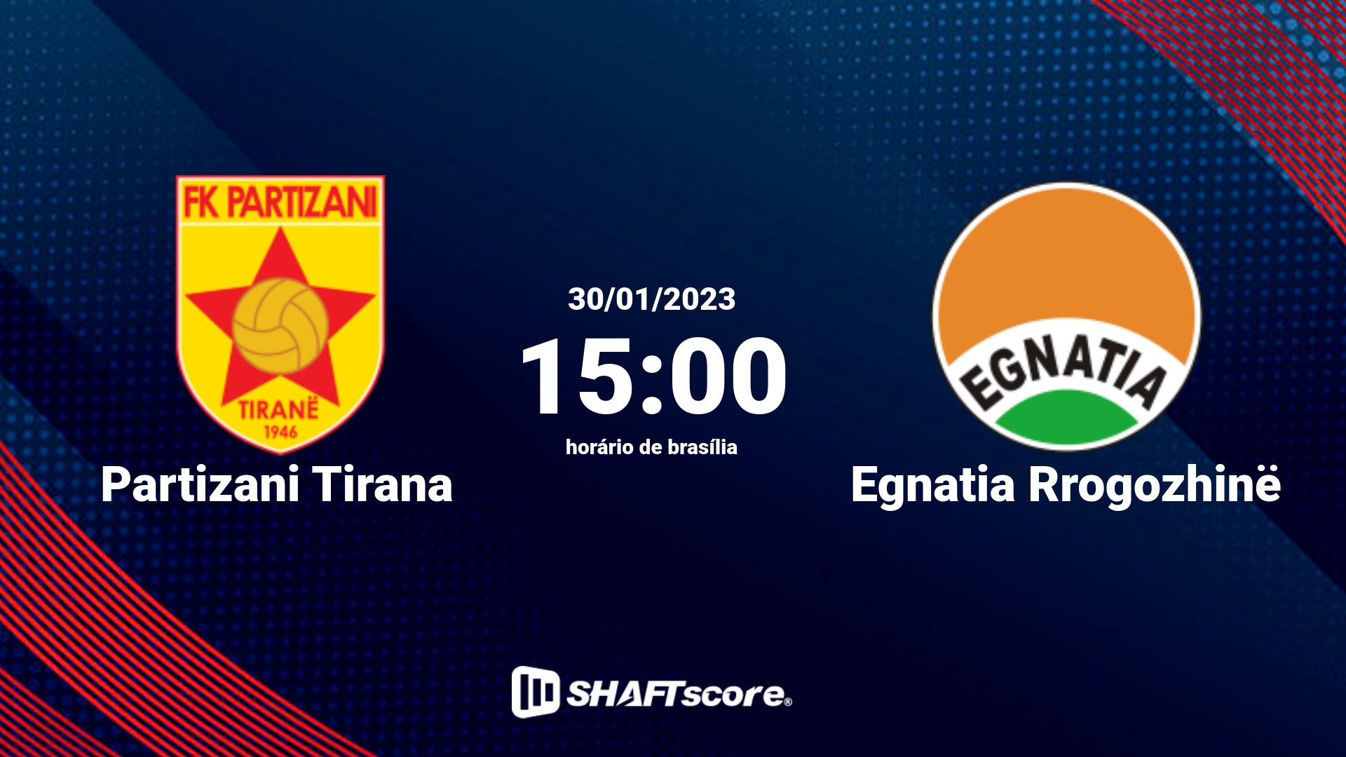 Estatísticas do jogo Partizani Tirana vs Egnatia Rrogozhinë 30.01 15:00