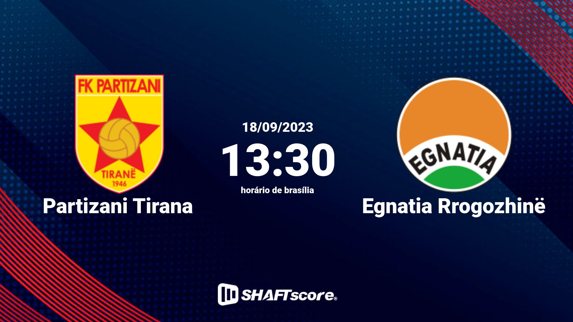 Estatísticas do jogo Partizani Tirana vs Egnatia Rrogozhinë 18.09 13:30