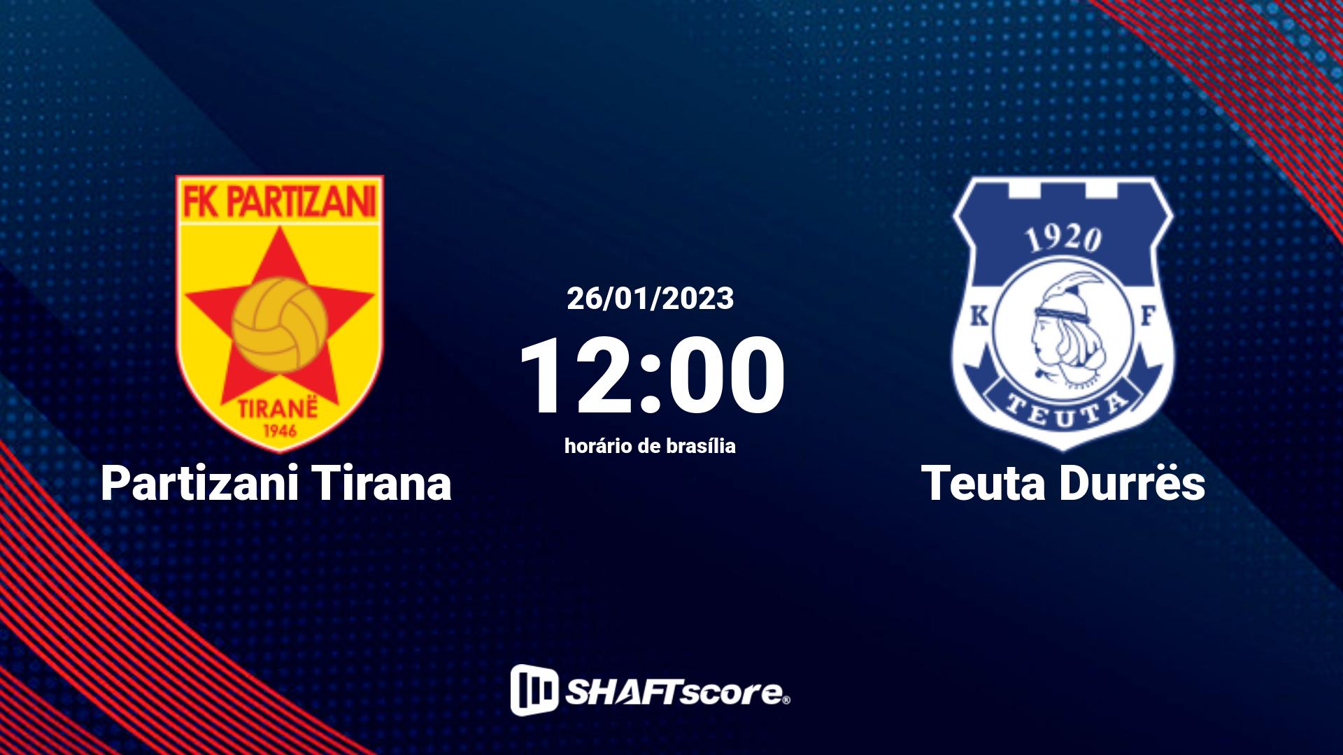 Estatísticas do jogo Partizani Tirana vs Teuta Durrës 26.01 12:00