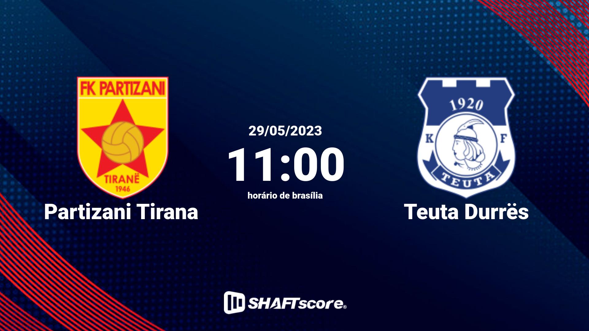 Estatísticas do jogo Partizani Tirana vs Teuta Durrës 29.05 11:00