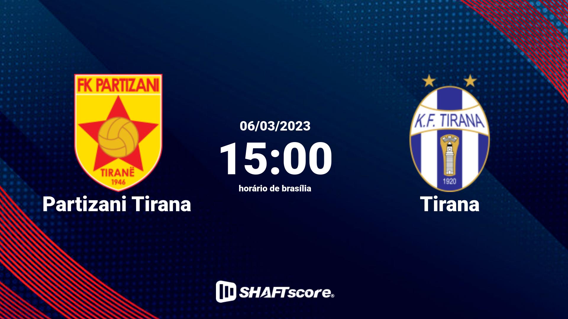 Estatísticas do jogo Partizani Tirana vs Tirana 06.03 15:00