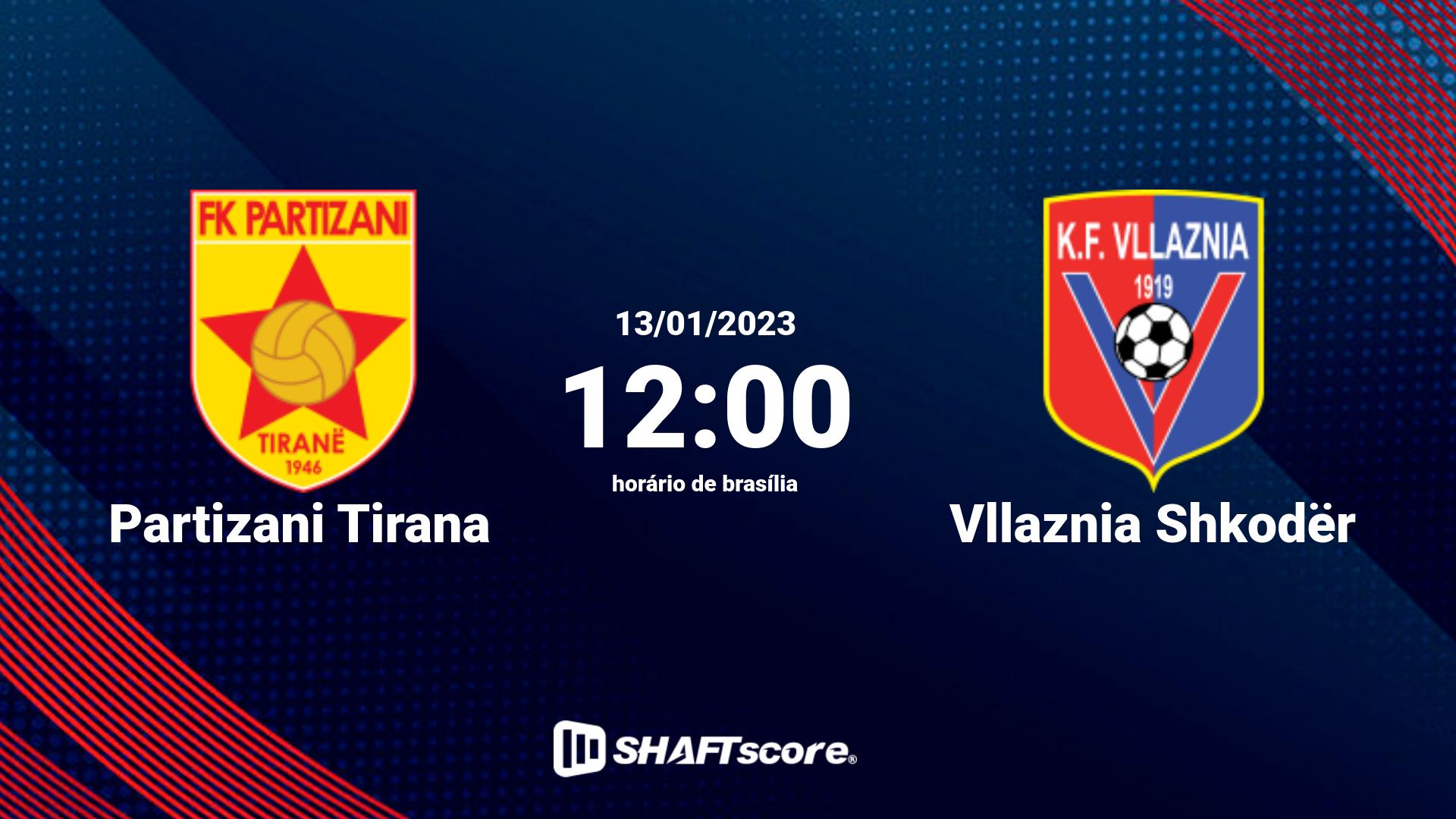 Estatísticas do jogo Partizani Tirana vs Vllaznia Shkodër 13.01 12:00