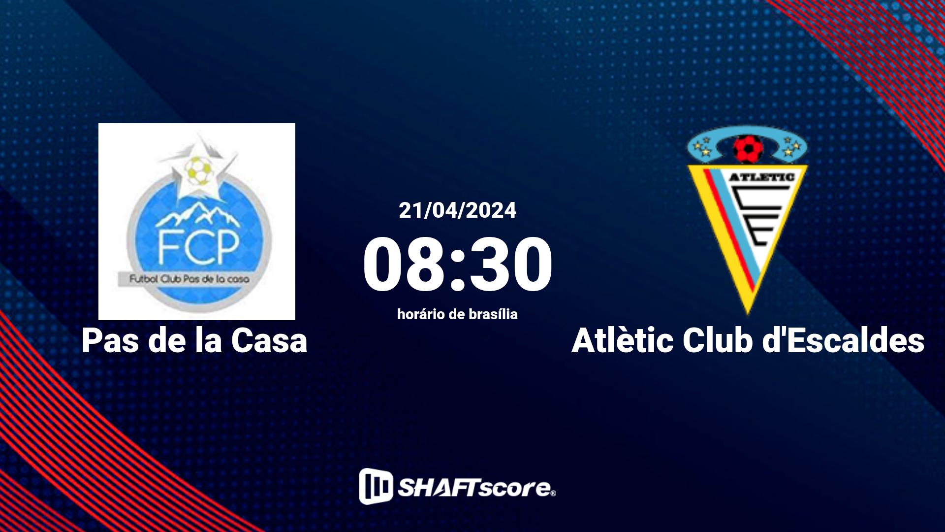 Estatísticas do jogo Pas de la Casa vs Atlètic Club d'Escaldes 21.04 08:30