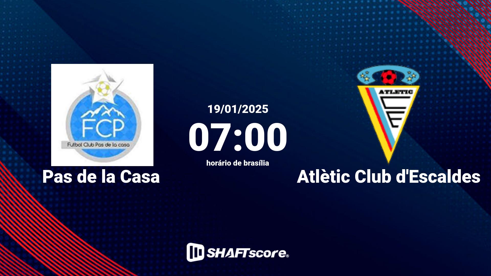 Estatísticas do jogo Pas de la Casa vs Atlètic Club d'Escaldes 19.01 07:00