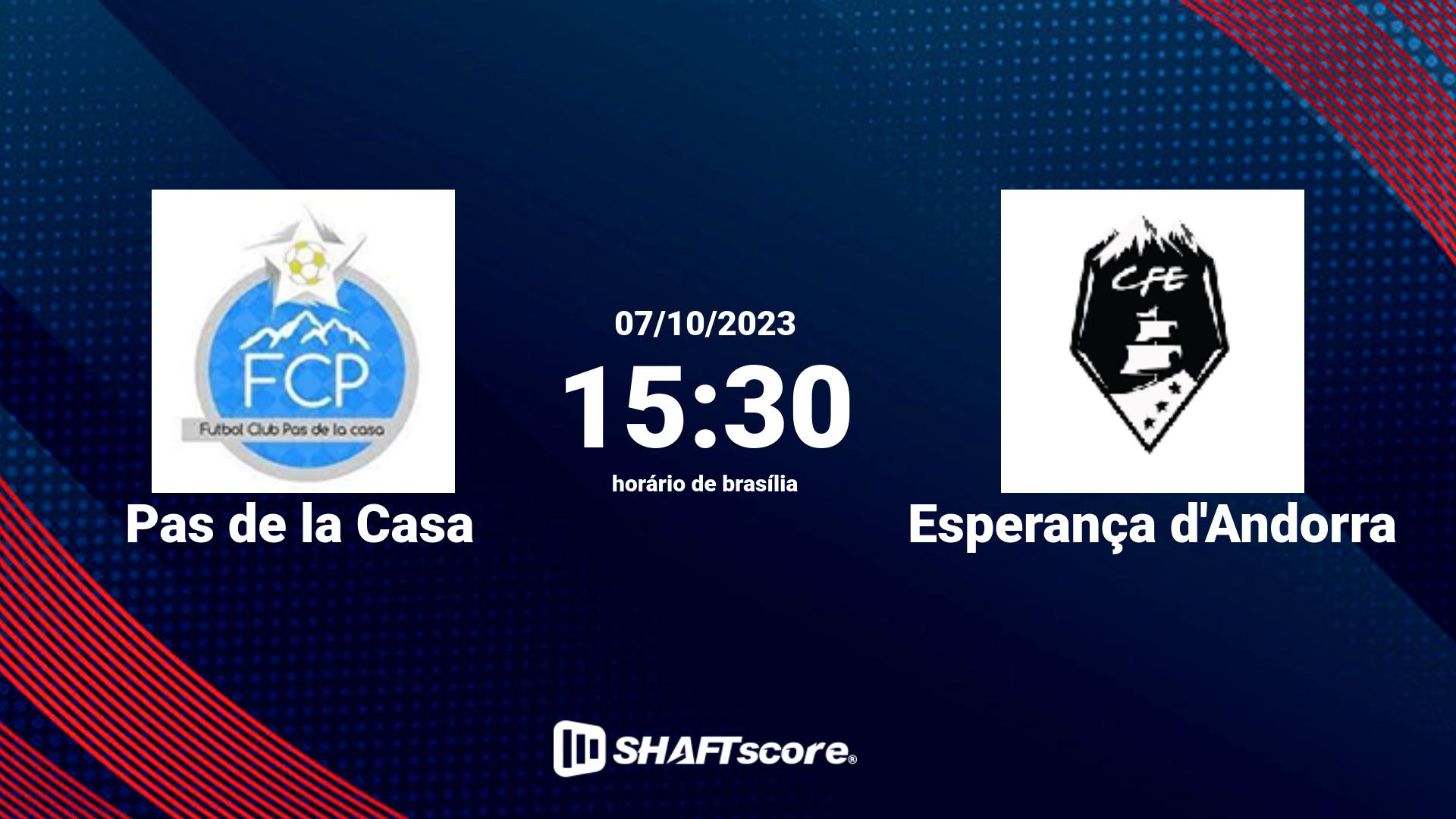 Estatísticas do jogo Pas de la Casa vs Esperança d'Andorra 07.10 15:30