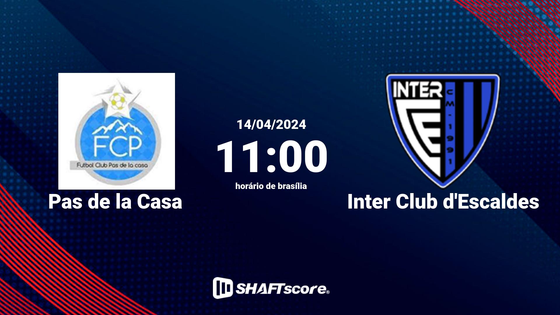 Estatísticas do jogo Pas de la Casa vs Inter Club d'Escaldes 14.04 11:00