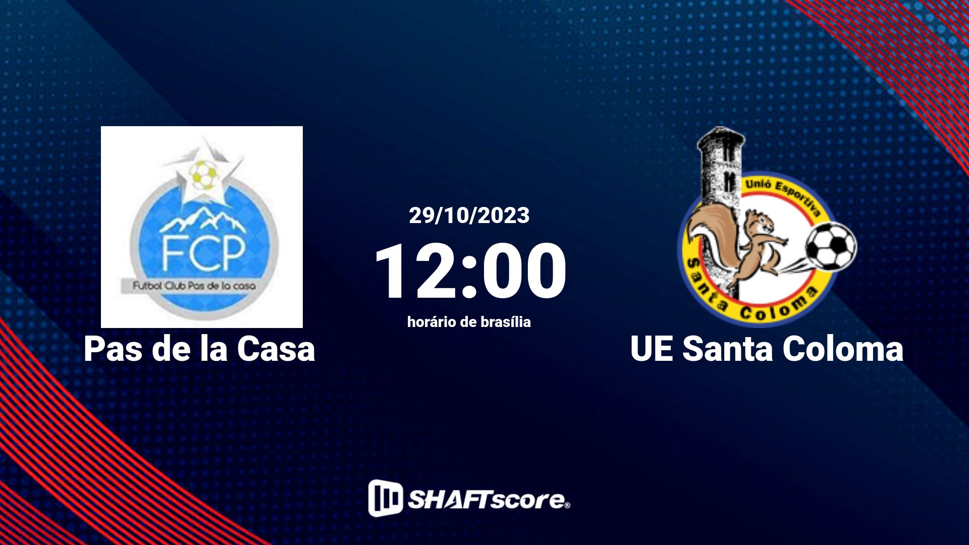 Estatísticas do jogo Pas de la Casa vs UE Santa Coloma 29.10 12:00