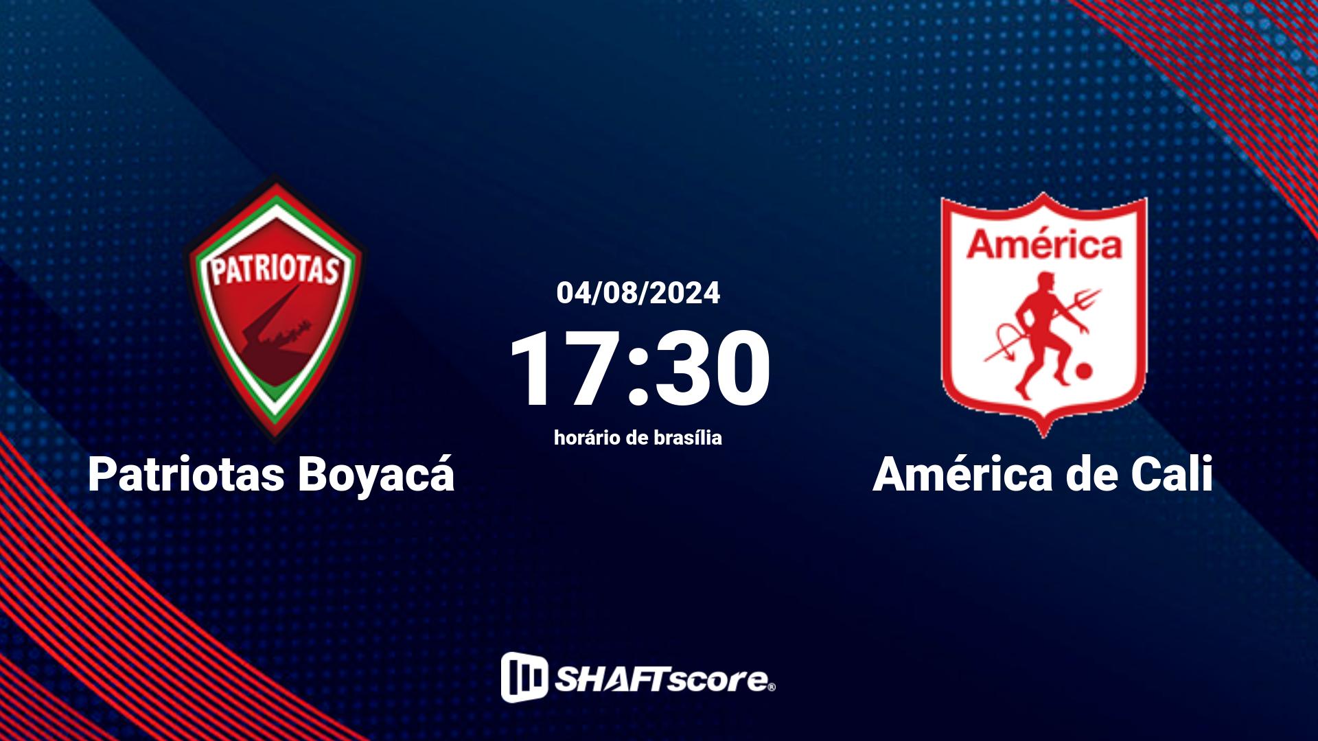 Estatísticas do jogo Patriotas Boyacá vs América de Cali 04.08 17:30