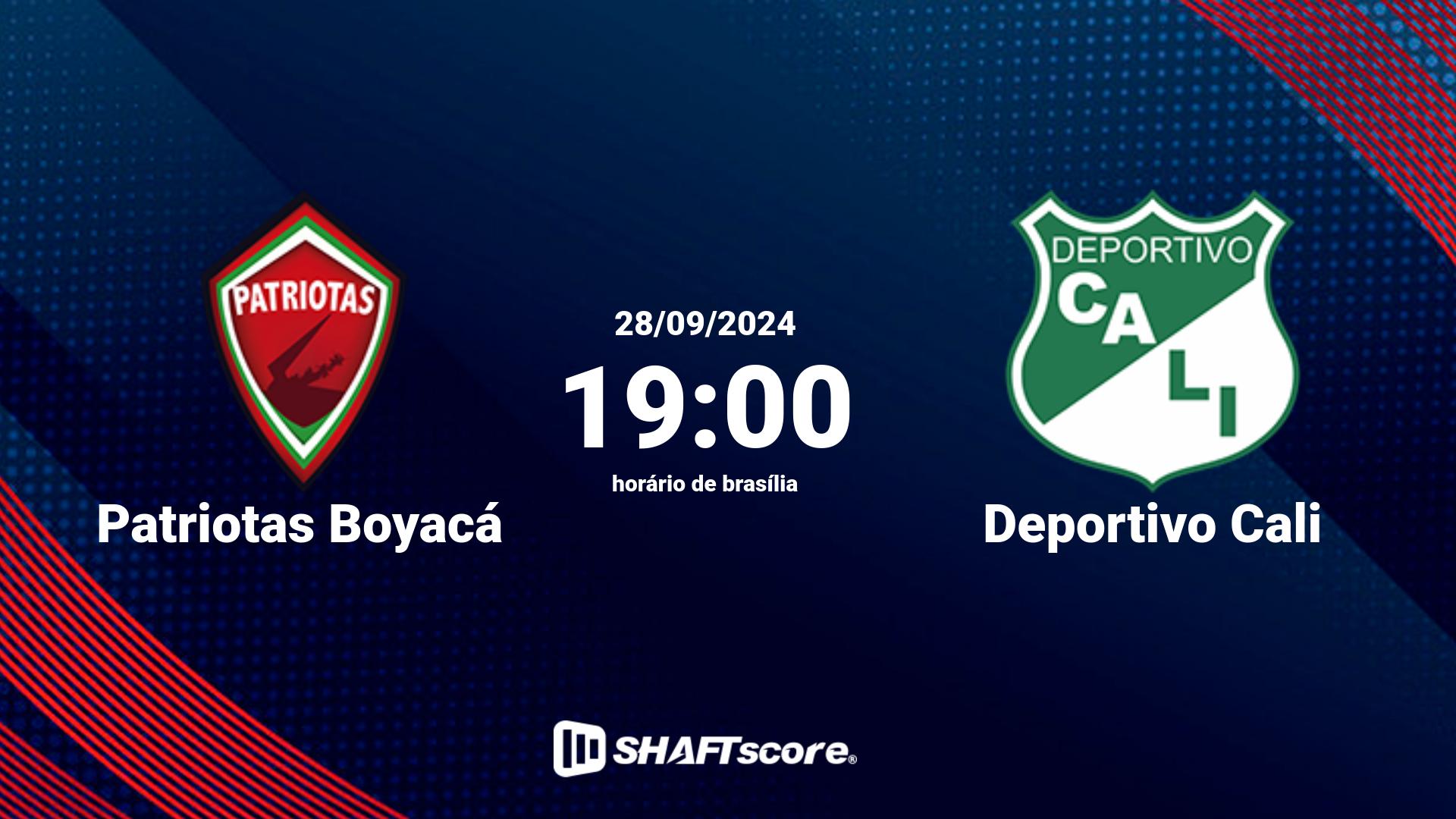 Estatísticas do jogo Patriotas Boyacá vs Deportivo Cali 28.09 19:00