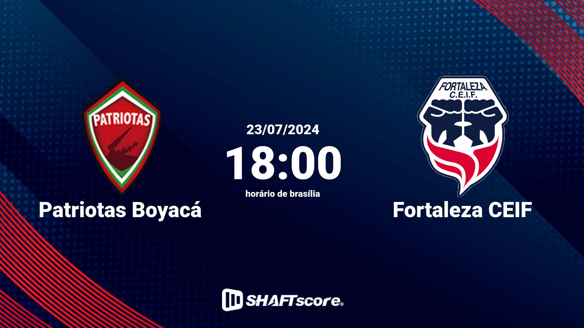 Estatísticas do jogo Patriotas Boyacá vs Fortaleza CEIF 23.07 18:00