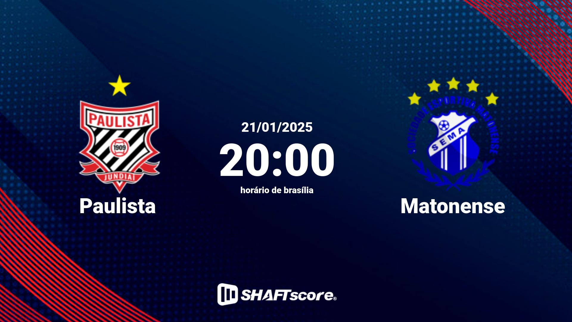 Estatísticas do jogo Paulista vs Matonense 21.01 20:00