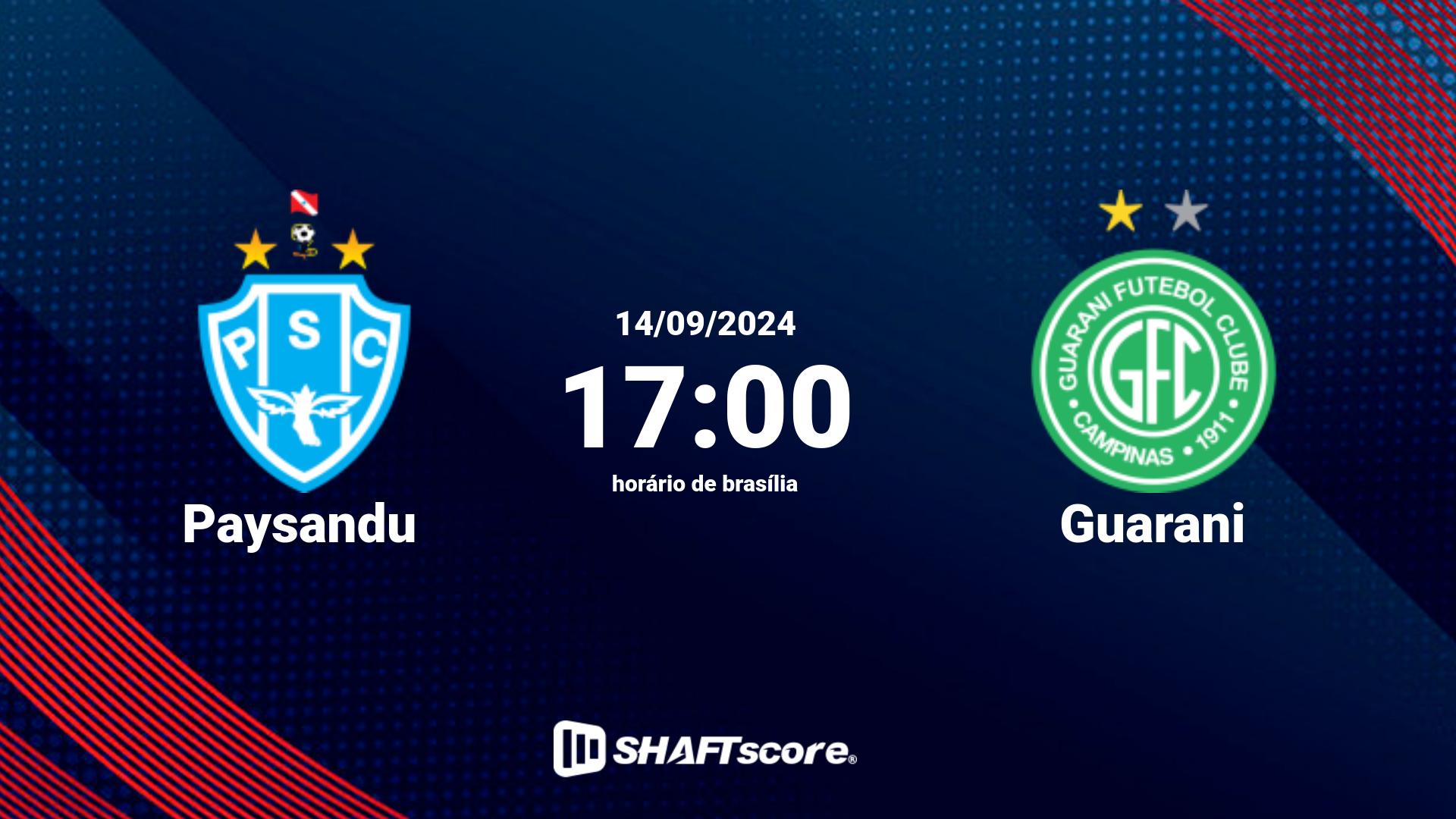 Estatísticas do jogo Paysandu vs Guarani 14.09 17:00