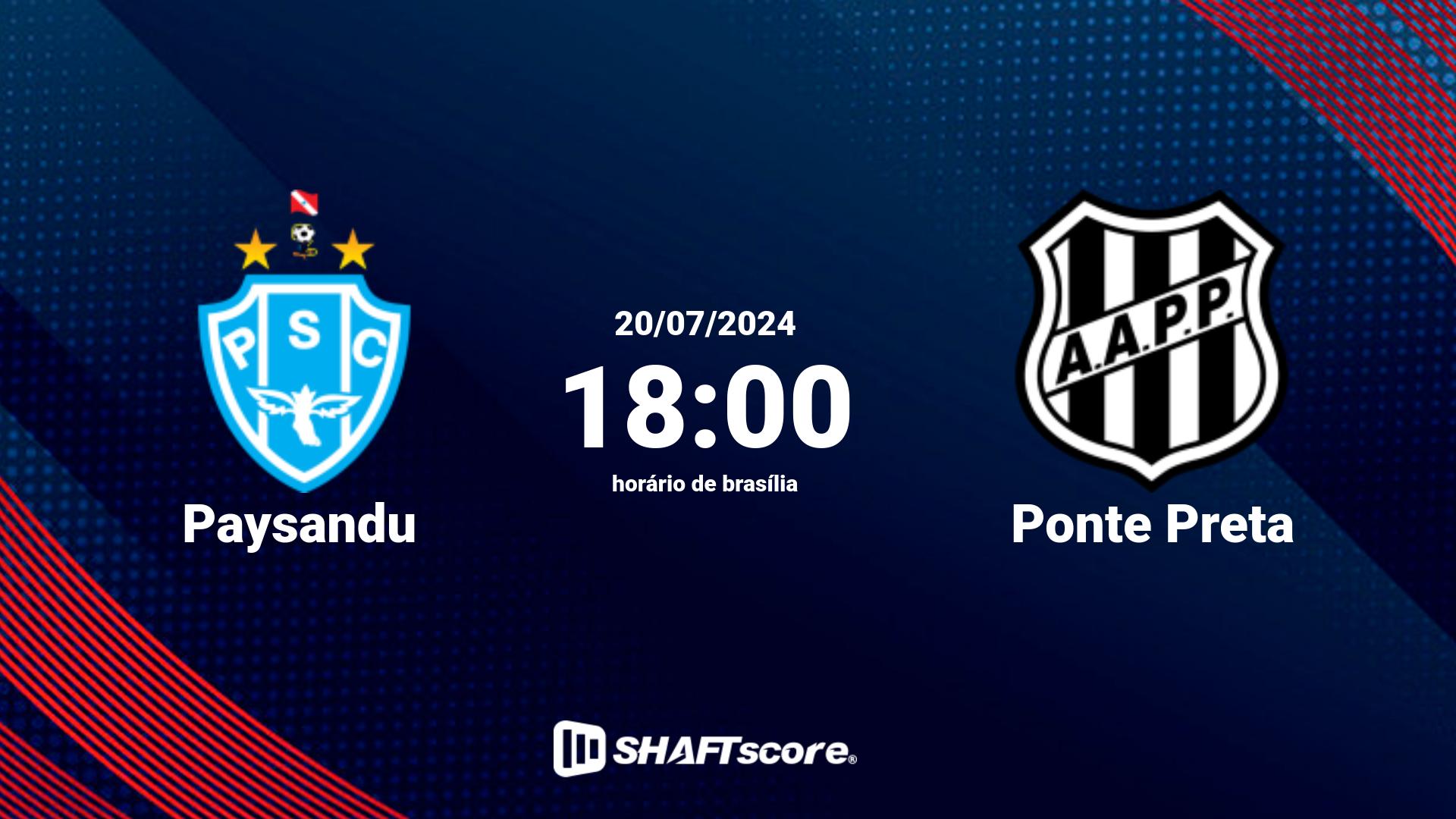 Estatísticas do jogo Paysandu vs Ponte Preta 20.07 18:00