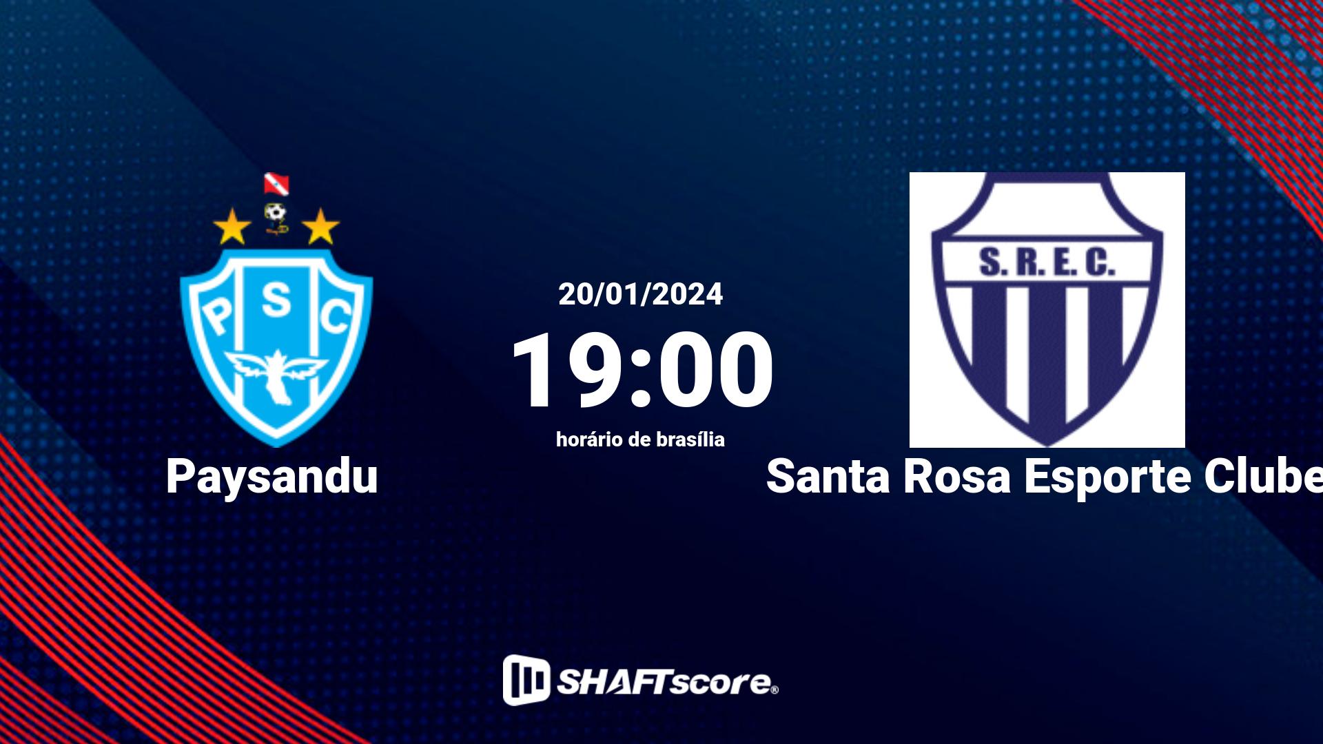 Estatísticas do jogo Paysandu vs Santa Rosa Esporte Clube 20.01 19:00