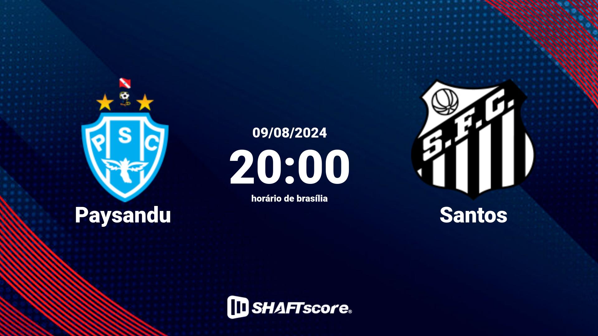 Estatísticas do jogo Paysandu vs Santos 09.08 20:00